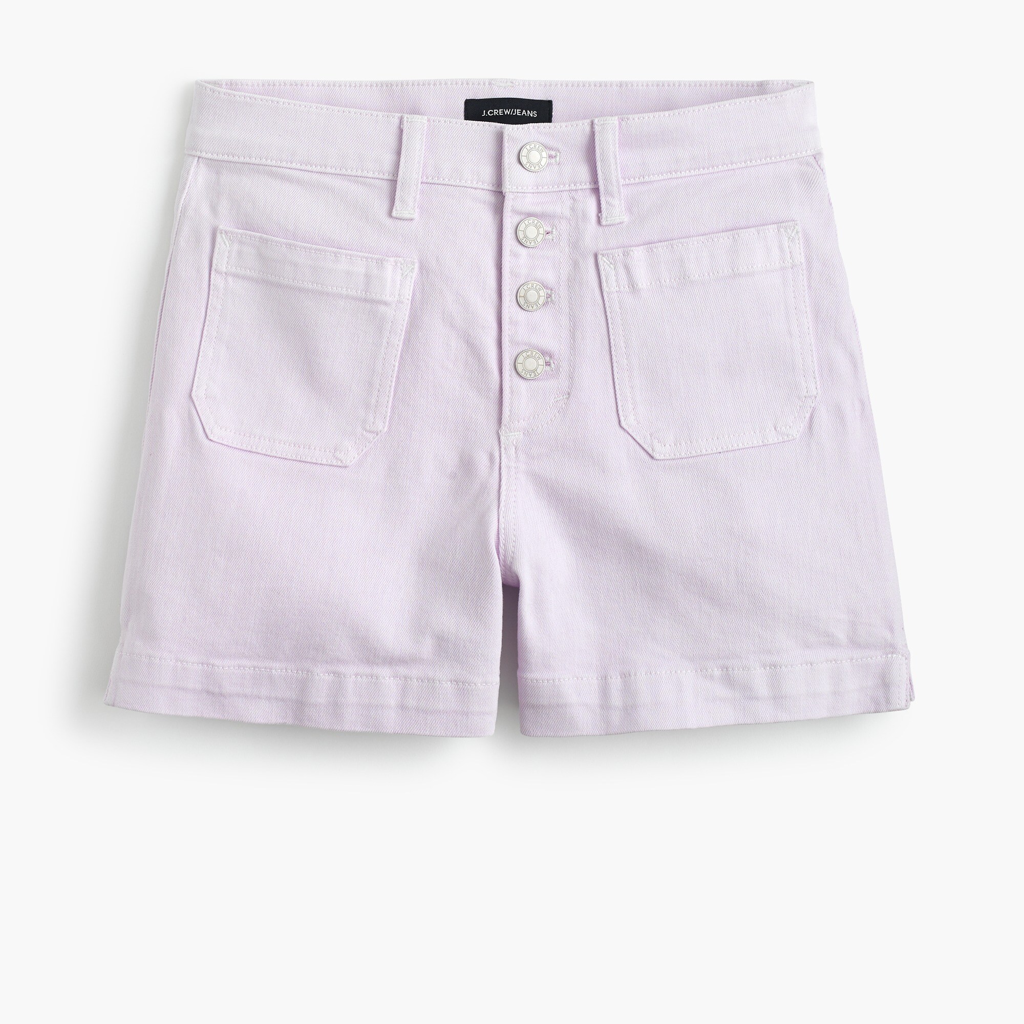 High-rise Garment-dyed Japanese Denim Short With Patch Pockets For