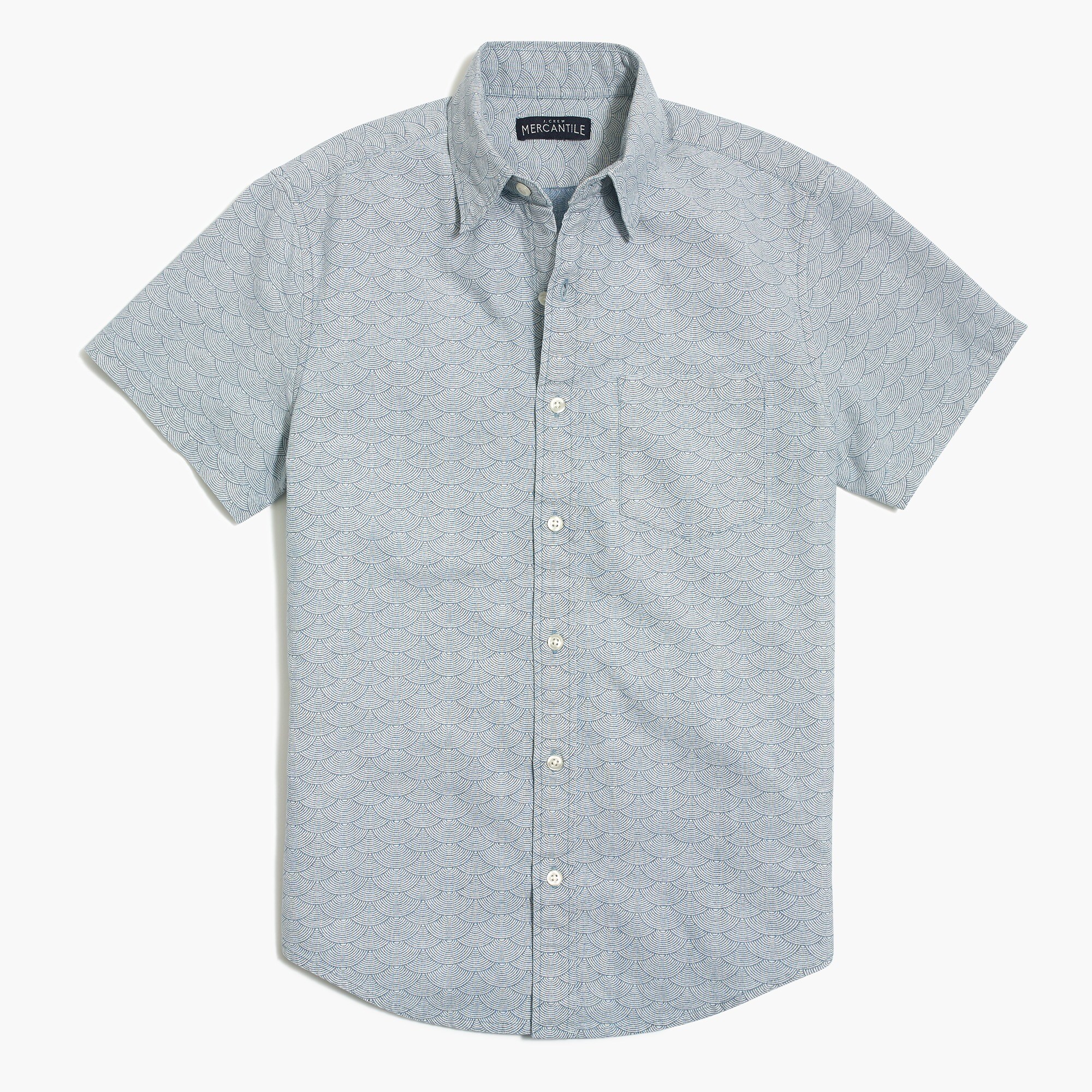 printed slim flex casual short sleeve shirt for men