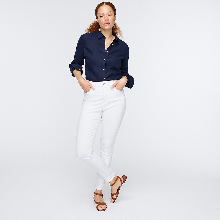j.crew: curvy toothpick jean in white for women, right side, view zoomed
