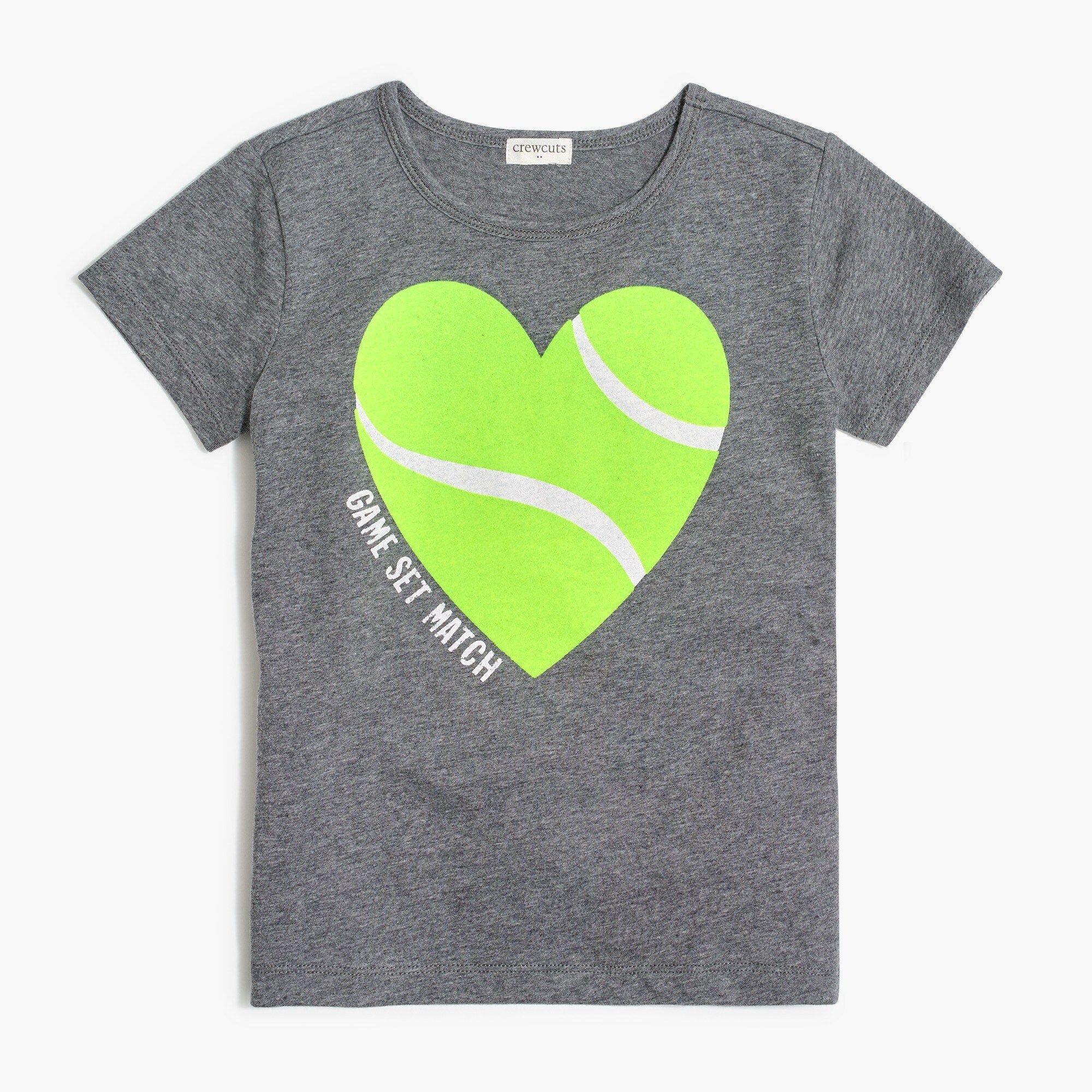 Girls' "game set match" fuzzy graphic tee