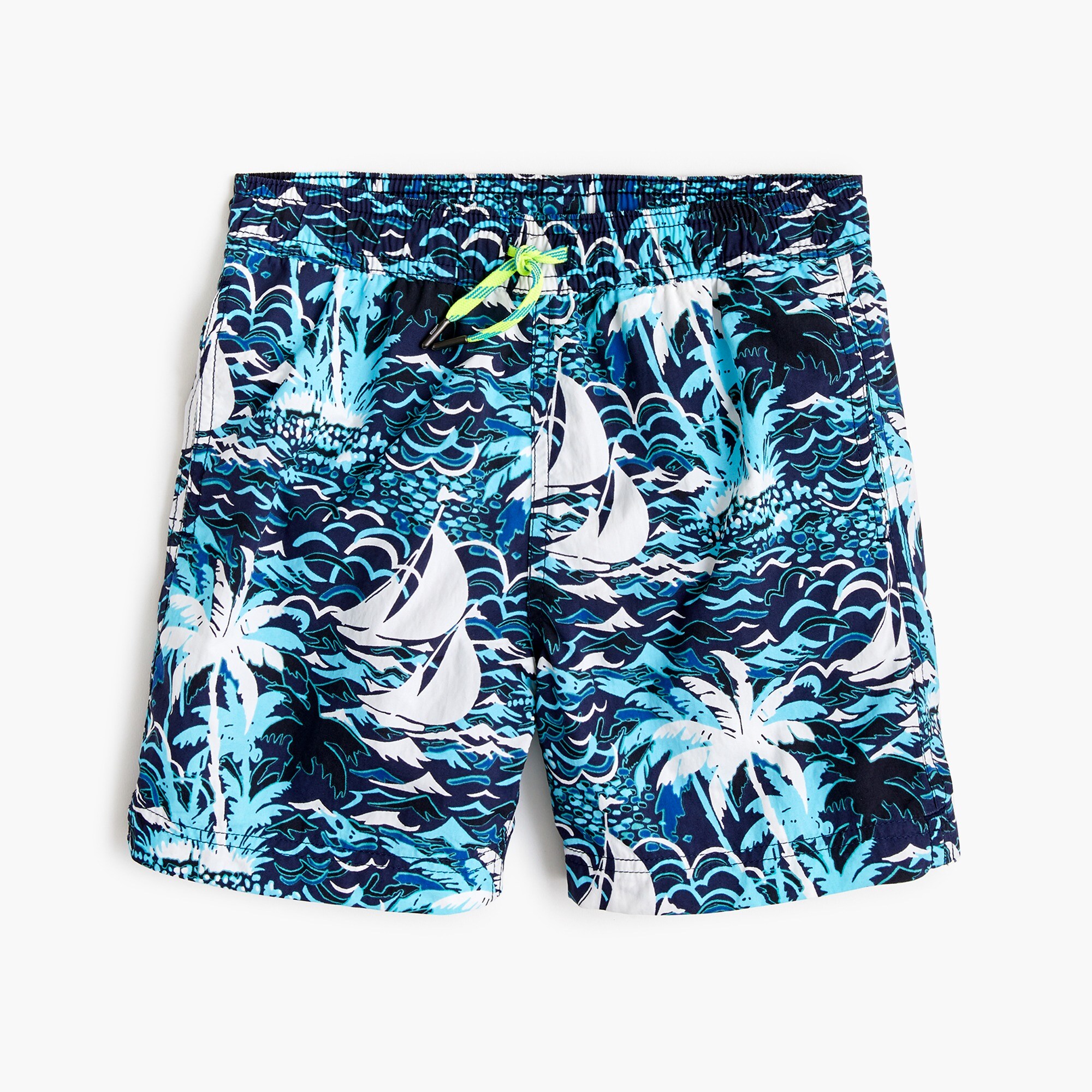 J.Crew Boys' Swim Trunk In Sailboats With UPF 50+