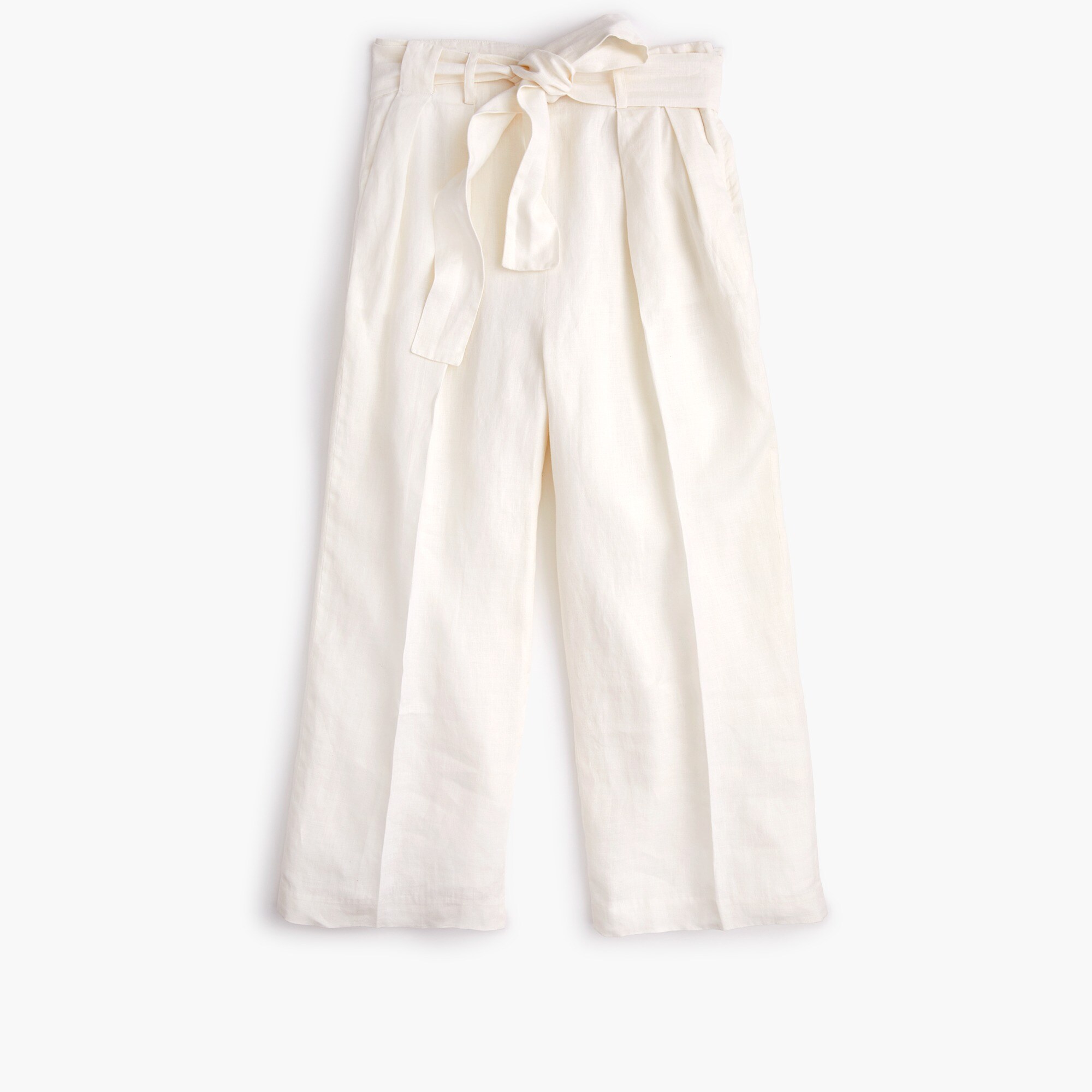 Tie-waist Wide-leg Cropped Pant In Beauchamps Linen For