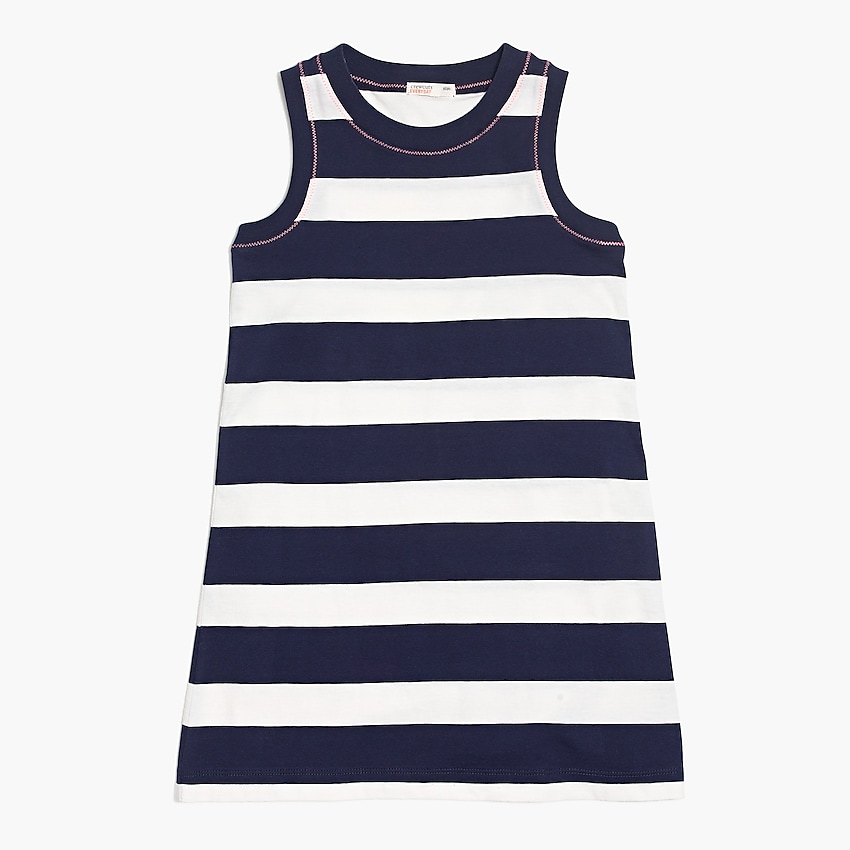 factory: girls' rugby-stripe dress for girls, right side, view zoomed