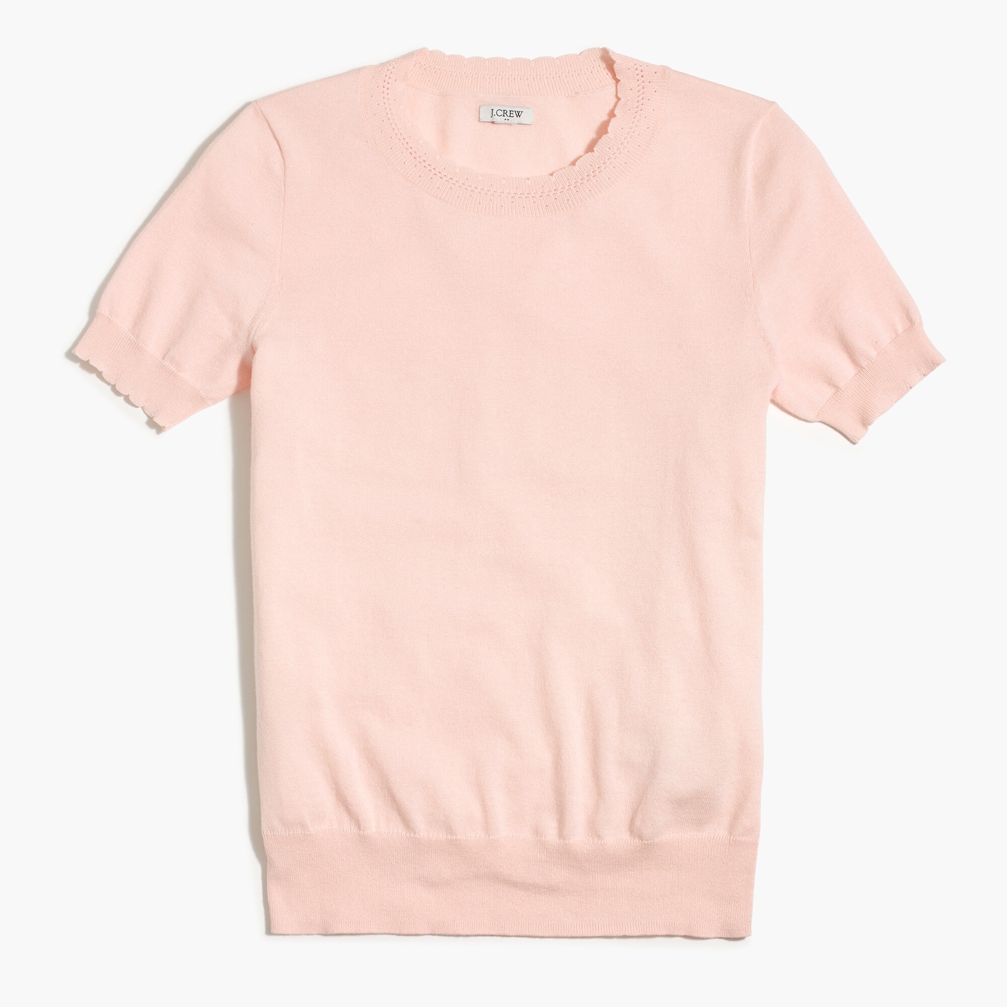 scalloped short-sleeve crewneck sweater for women
