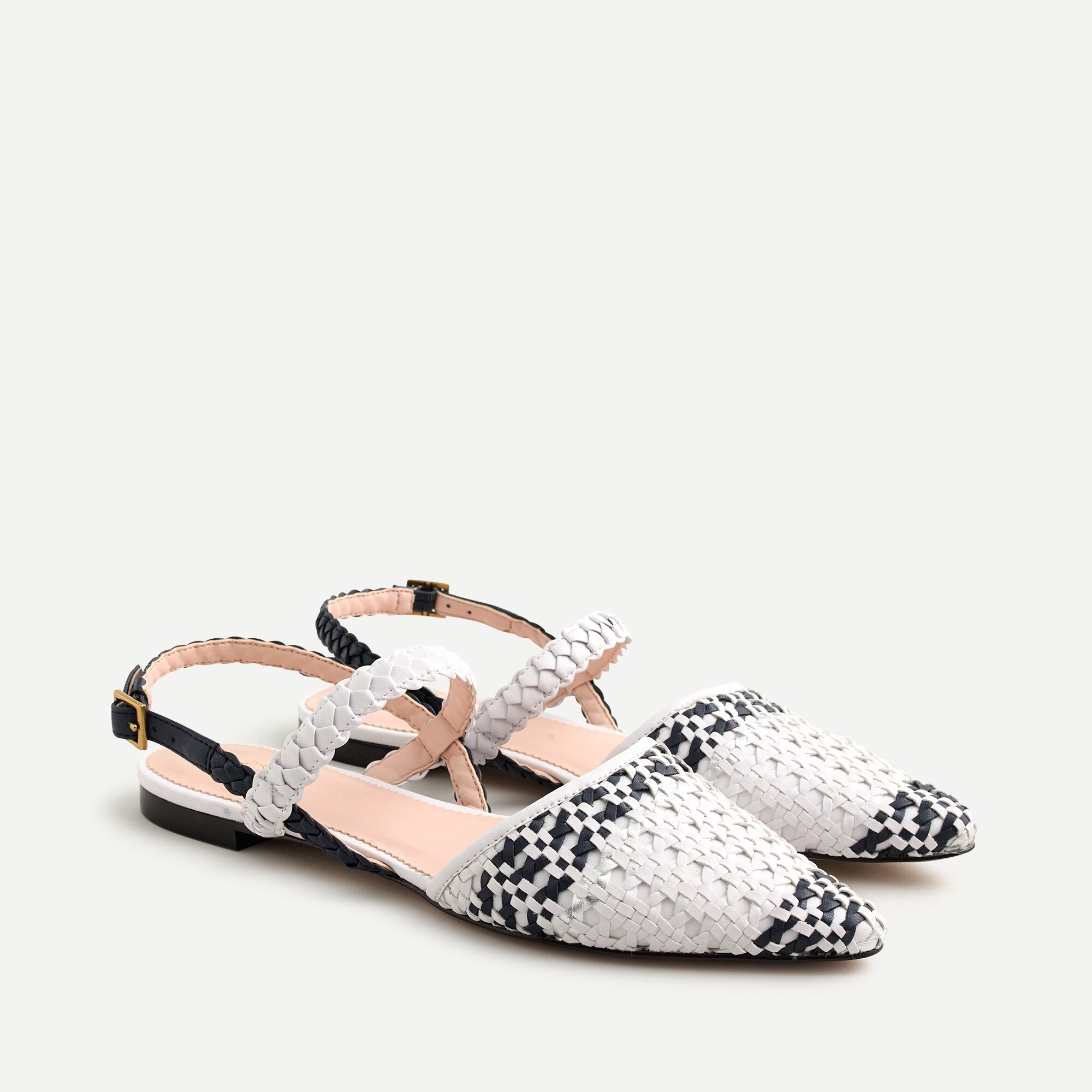woven flats with ankle strap