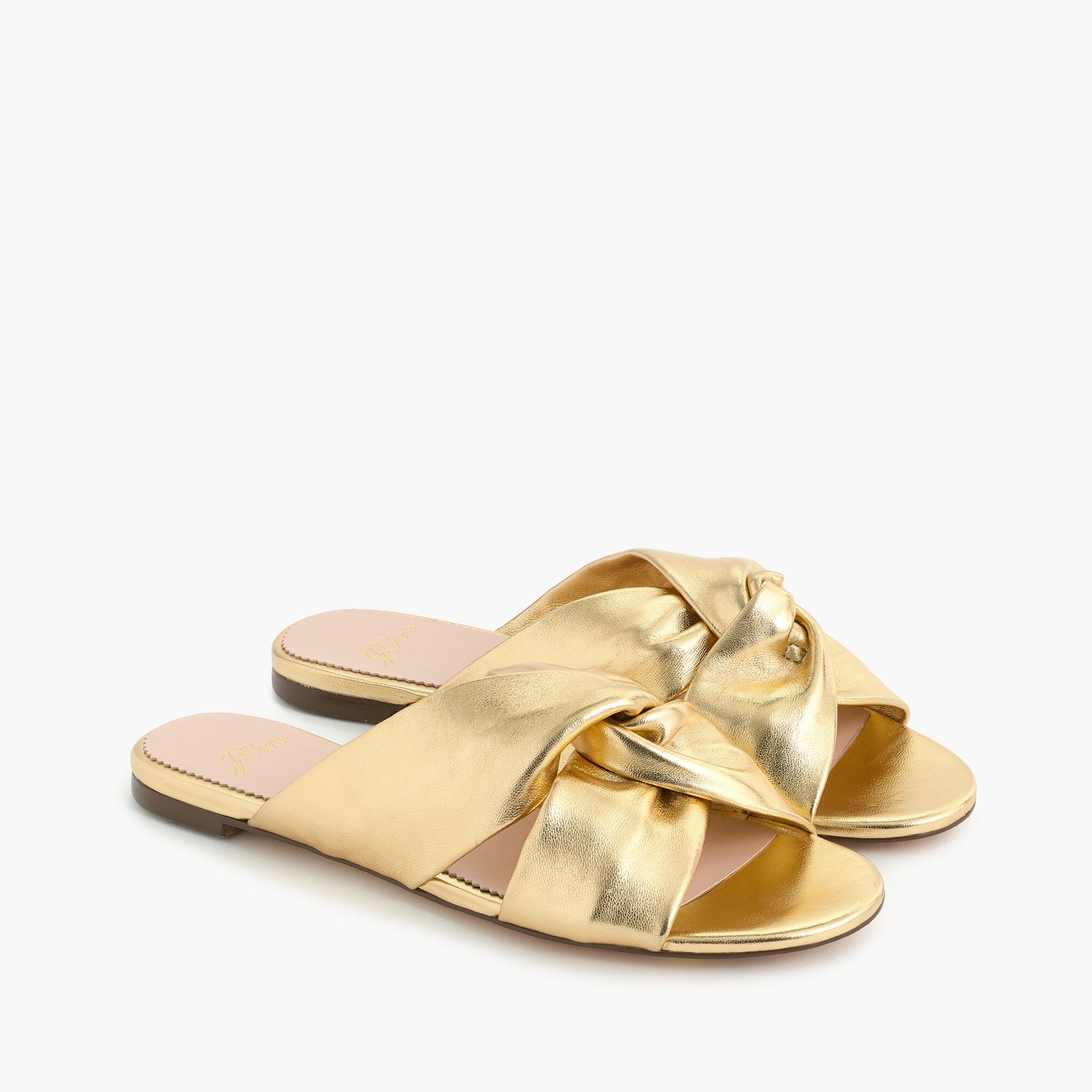 Twisted-knot Sandals In Metallic Leather For Women | J.Crew display picture 2