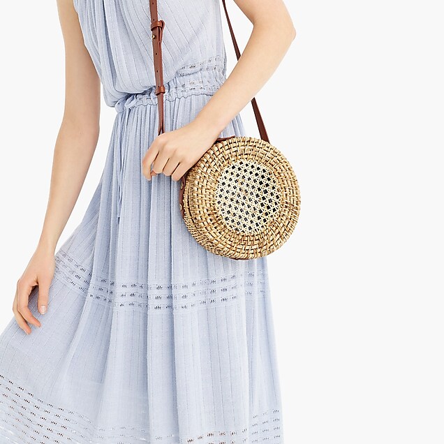 straw circle crossbody bag : women just in, right side, view zoomed