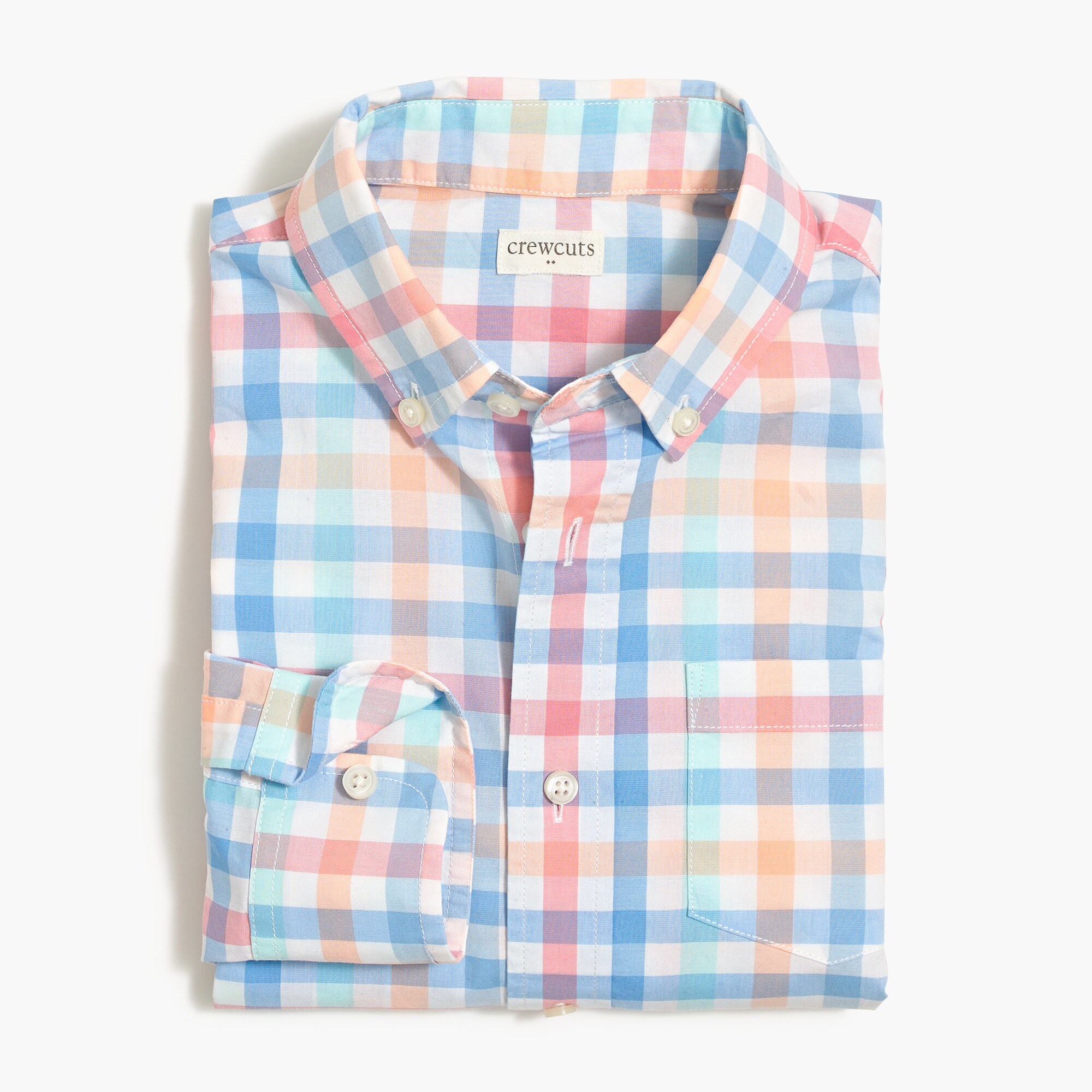 Boys' long-sleeve flex washed shirt in gingham