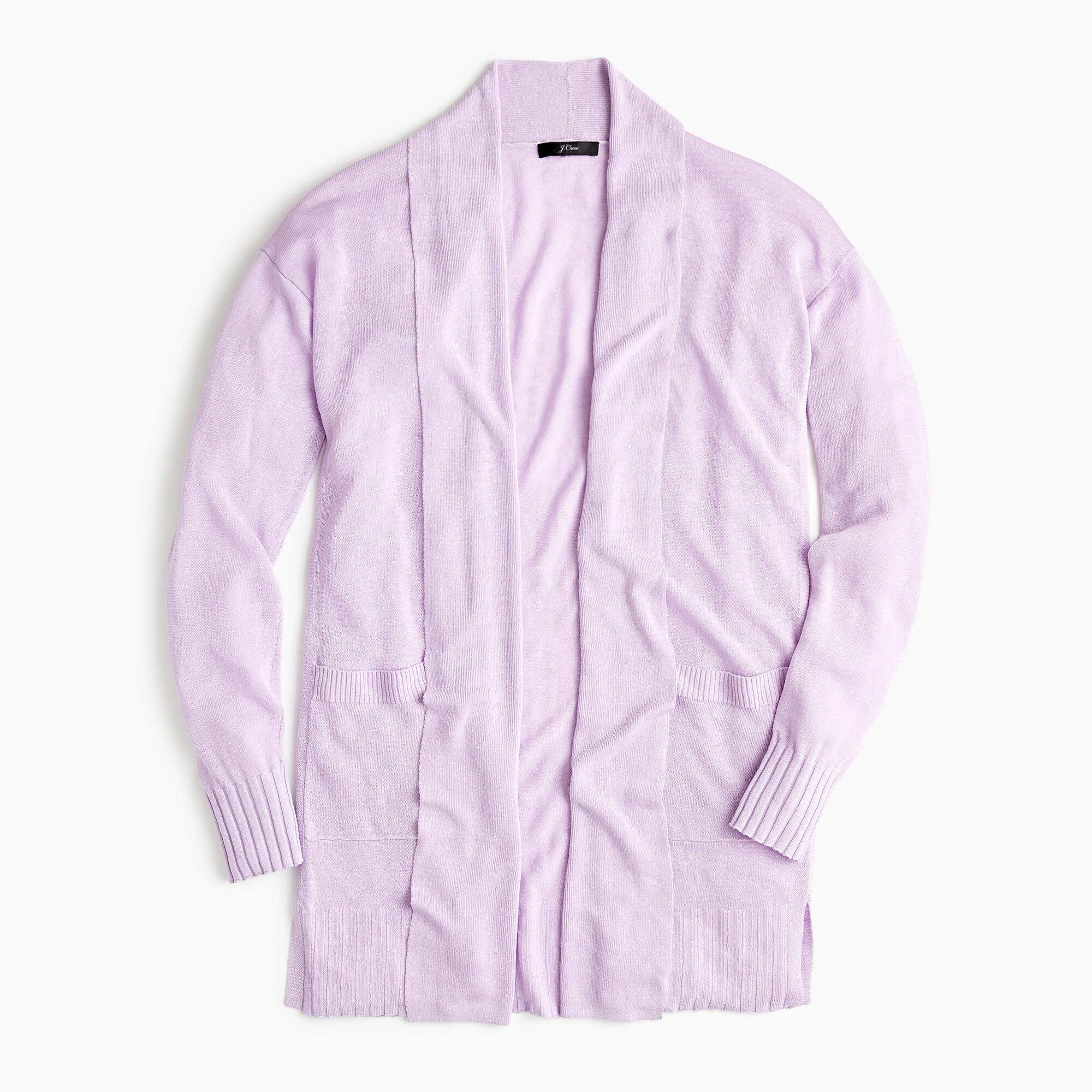 open cardigan sweater in linen blend : women sweaters, right side, view zoomed