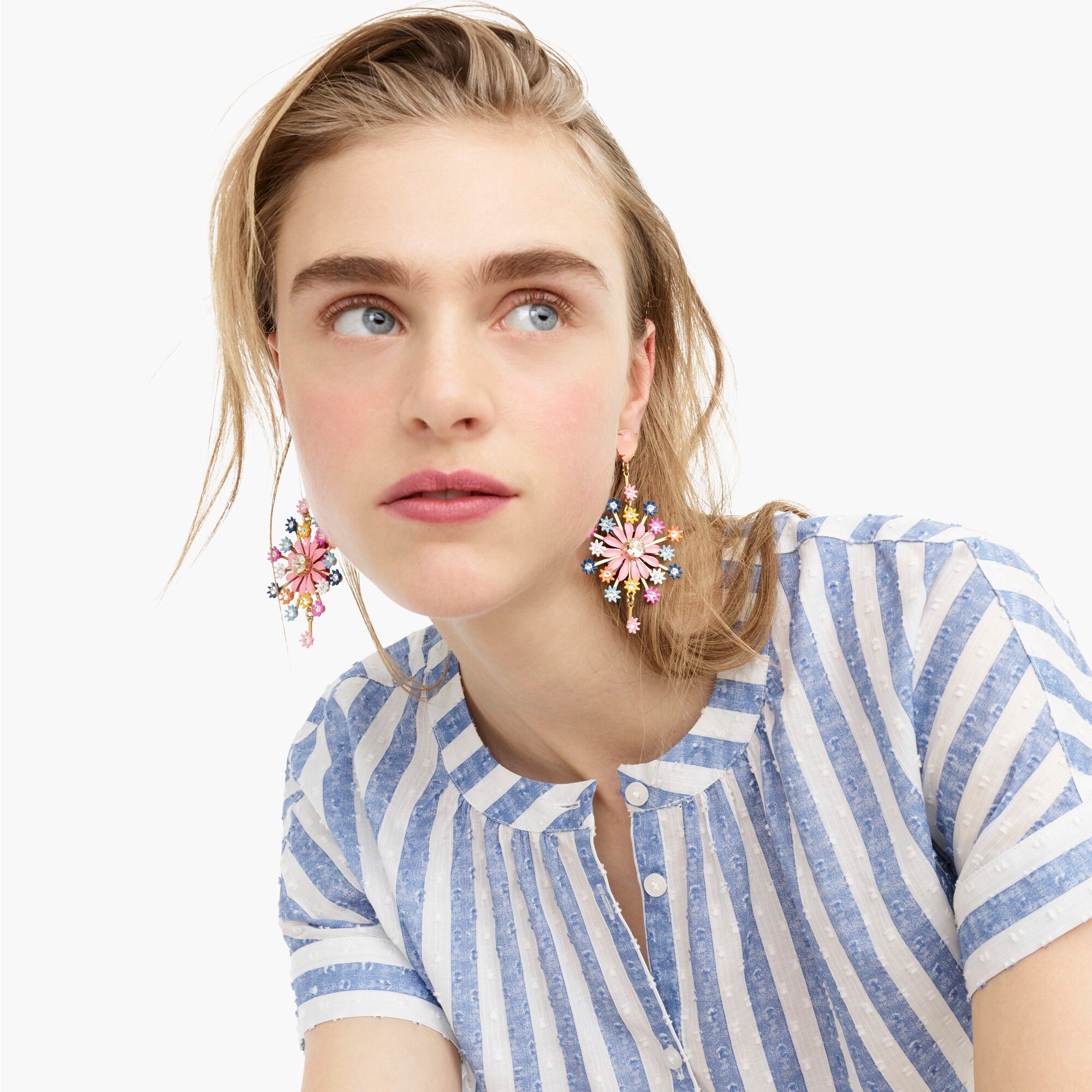 crystal and blossom earrings : women jewelry, right side, view zoomed