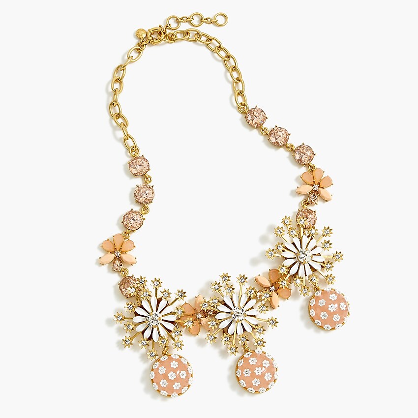 j.crew: crystal and blossom statement necklace for women, right side, view zoomed