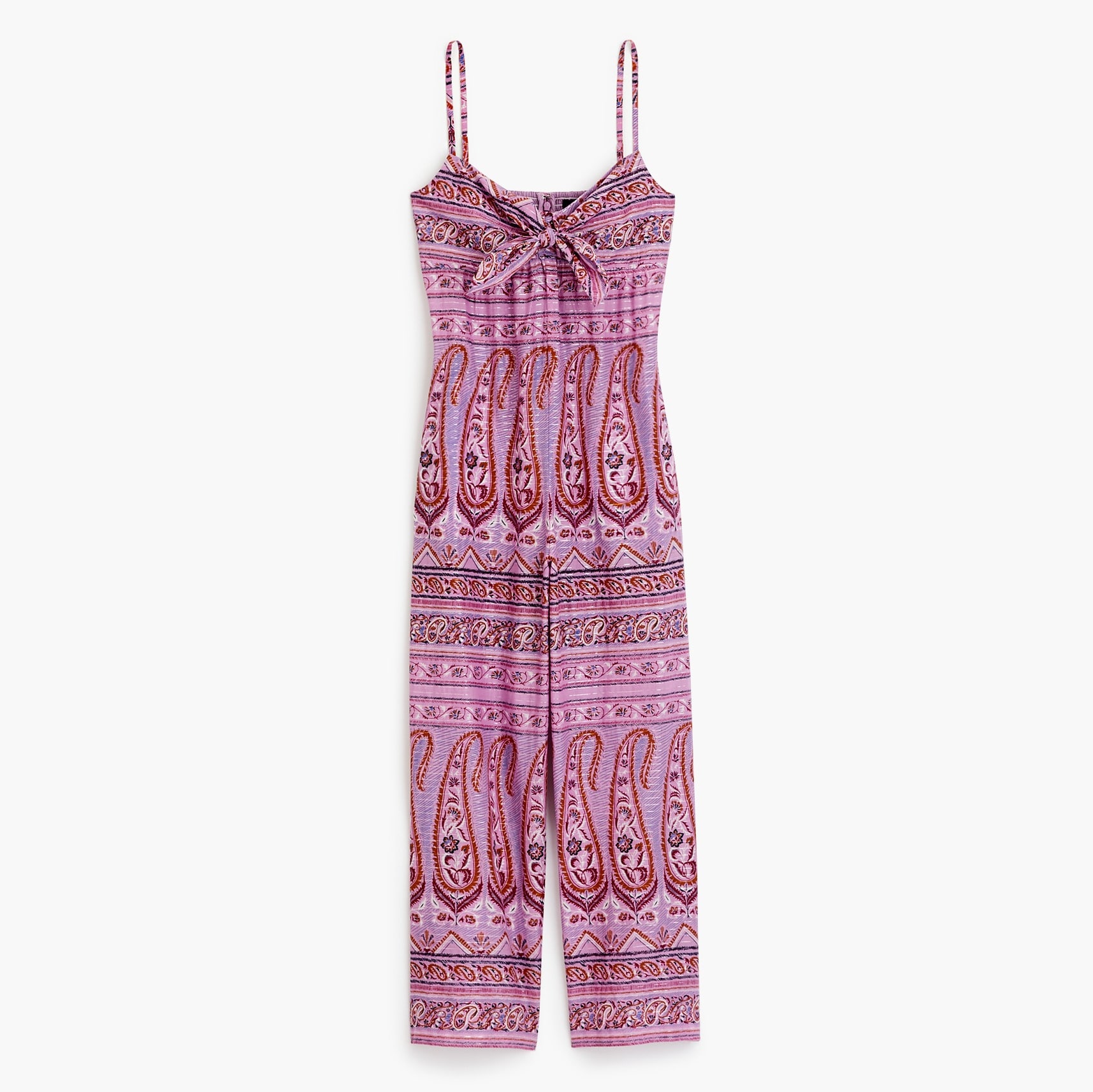 J.Crew Tiefront Jumpsuit In Metallic Paisley Cotton Voile For Women