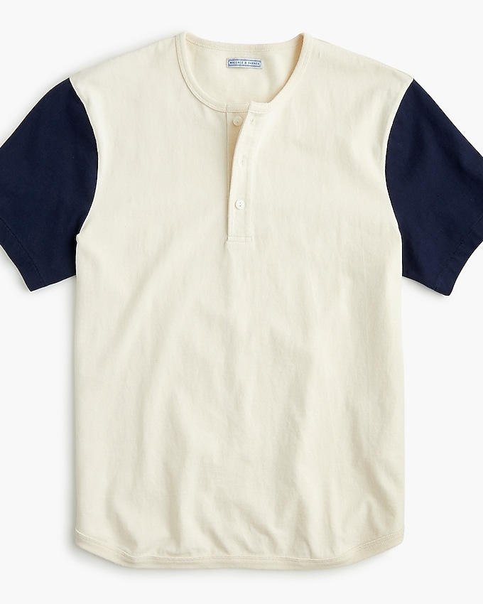 j.crew: wallace &amp; barnes short-sleeve baseball henley for men, right side, view zoomed