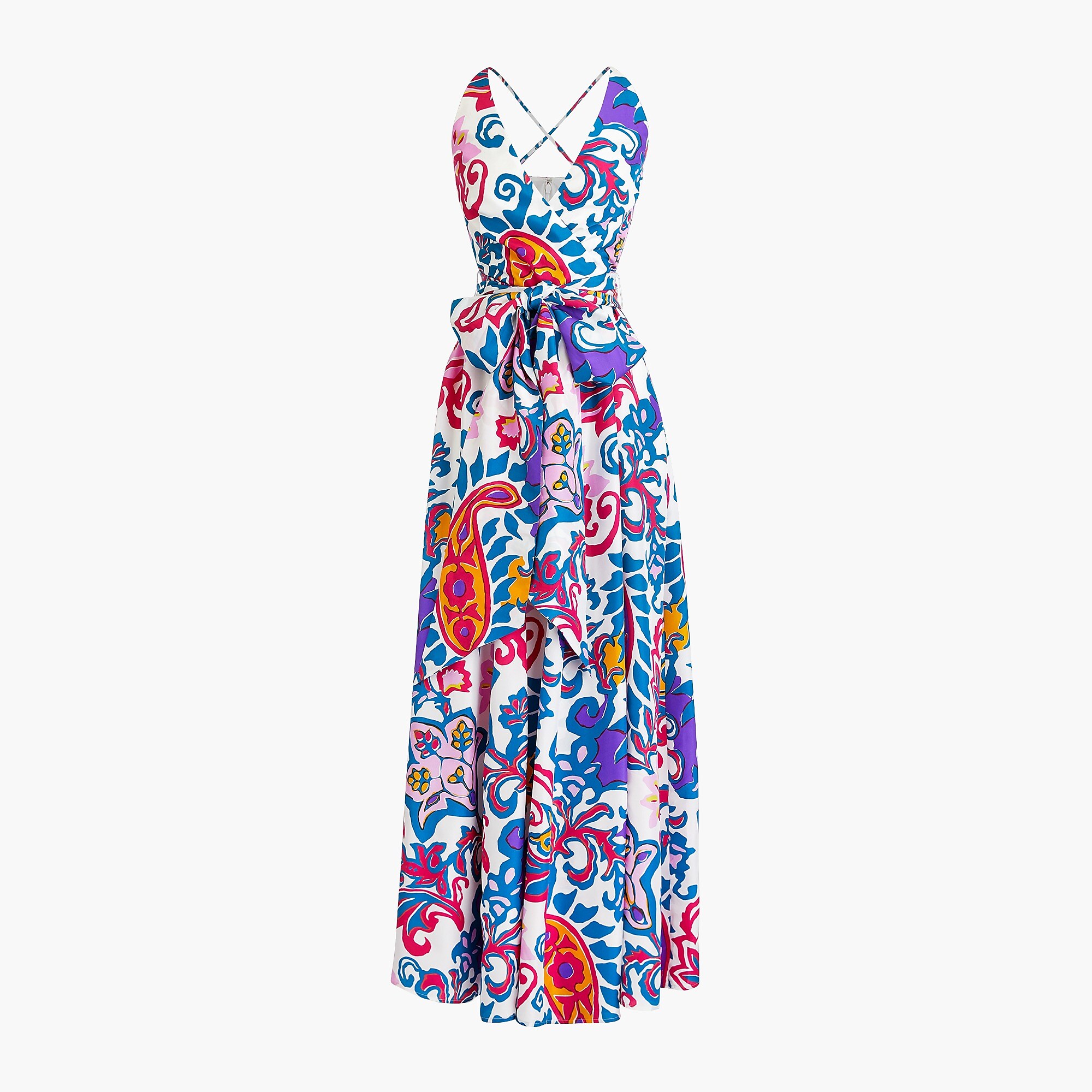 J.Crew: Silk V-neck Maxi Dress In Painted Paisley