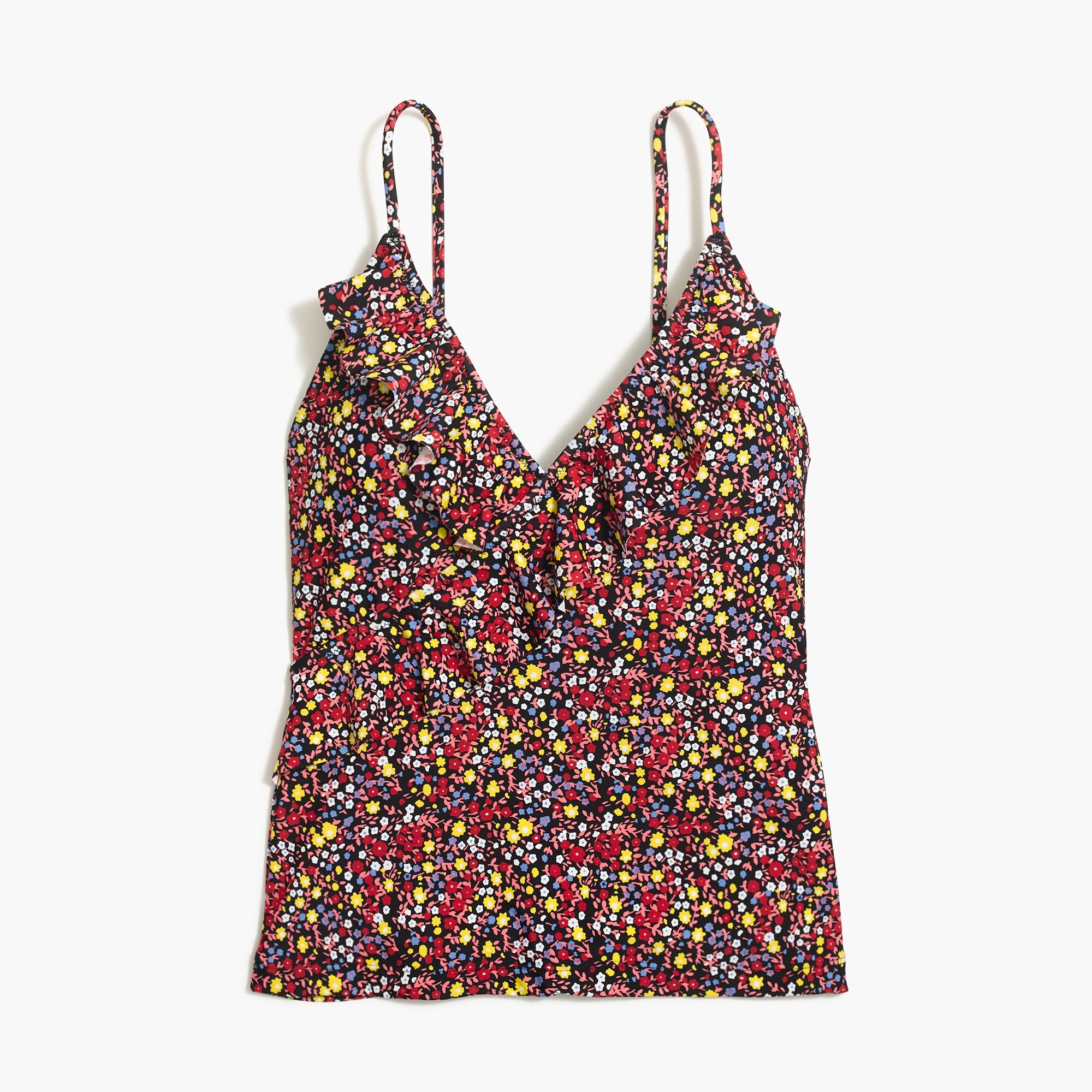 Printed ruffle tankini top