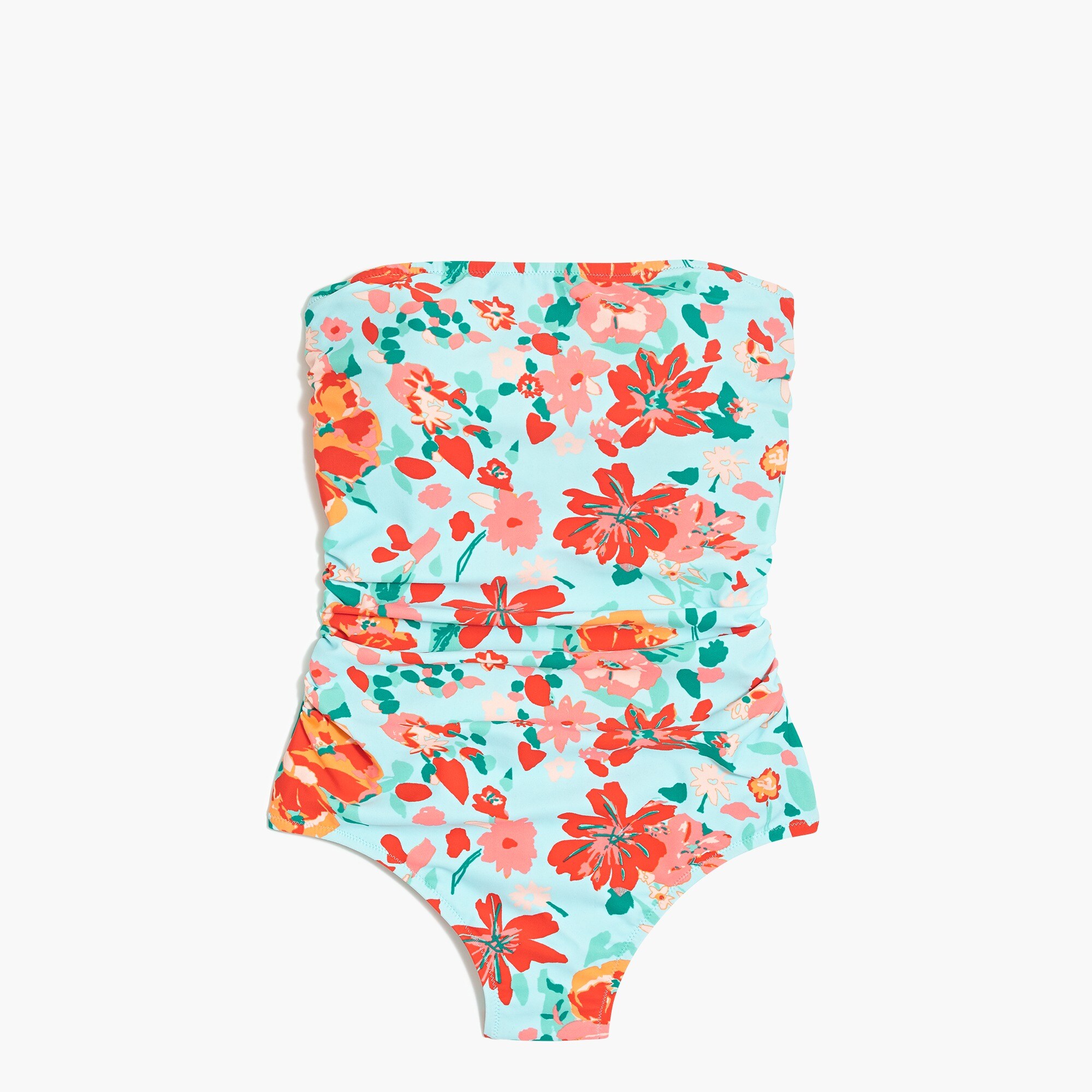 Printed strapless one-piece swimsuit