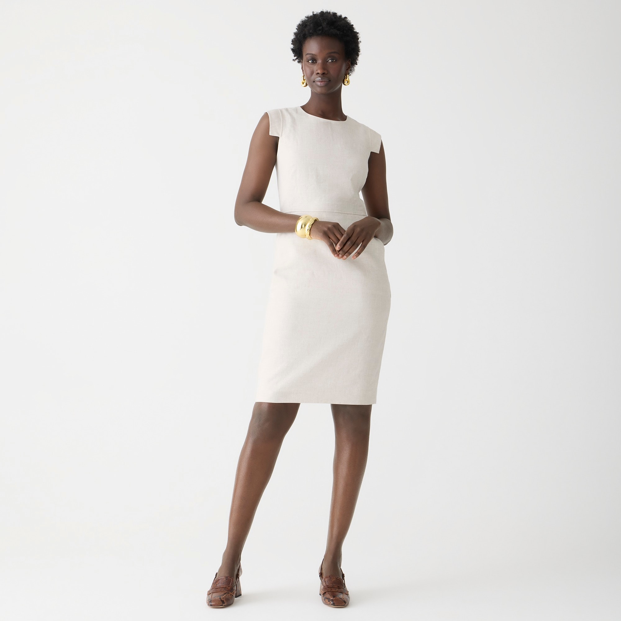 womens Tall resume dress in stretch linen blend