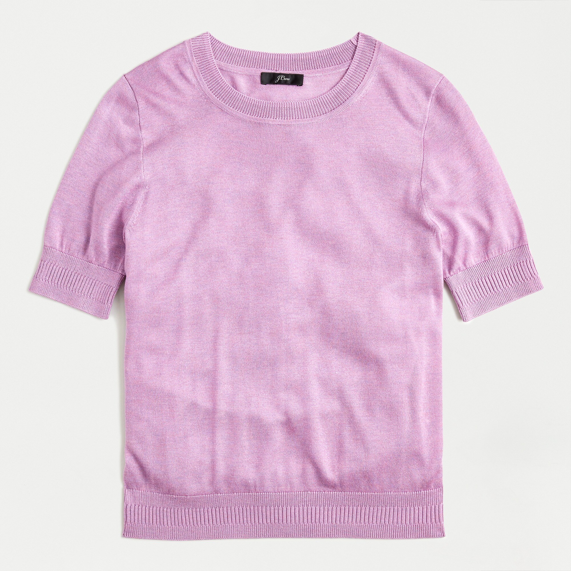 Short-sleeve silk-blend crewneck sweater
