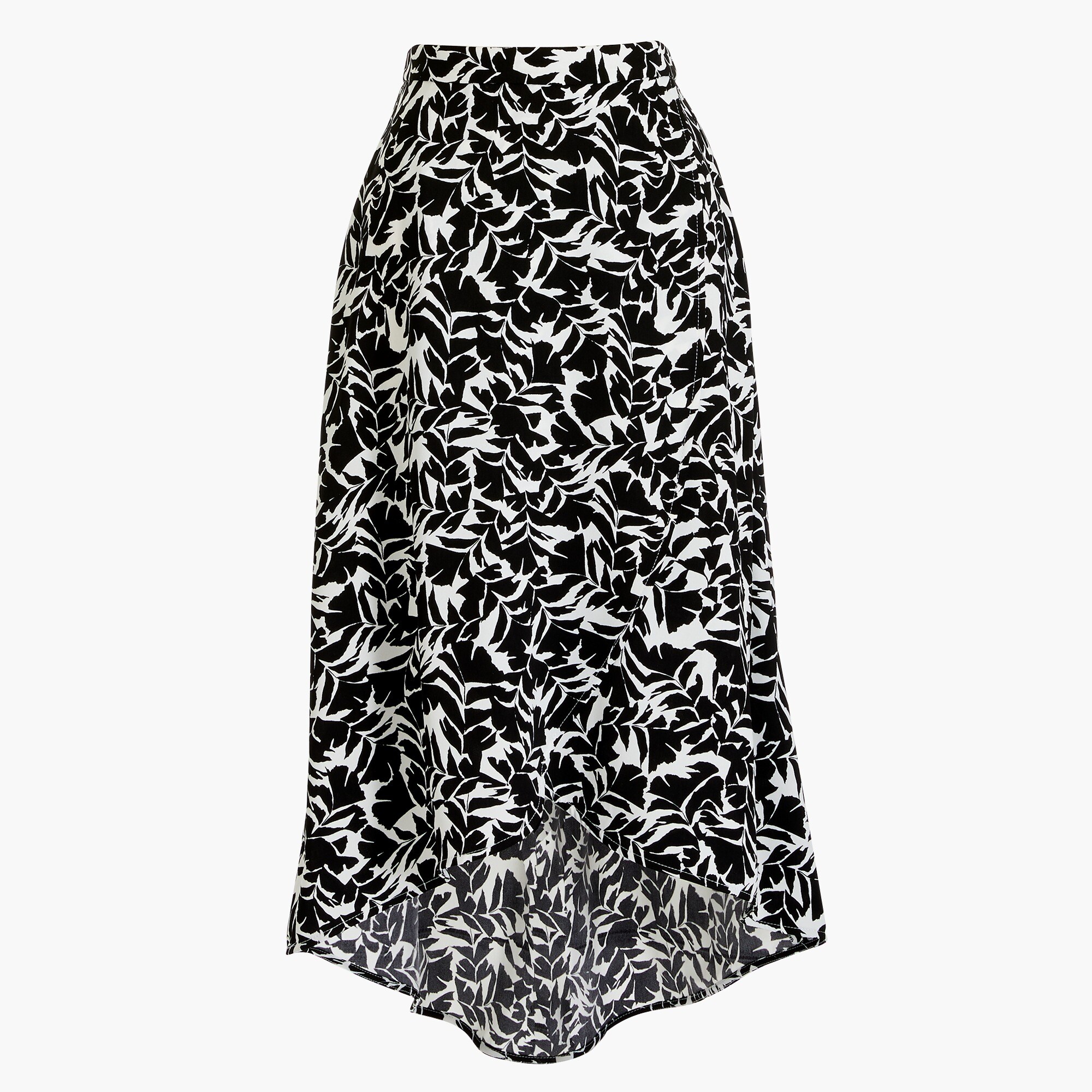 Faux-wrap pull-on midi skirt in print