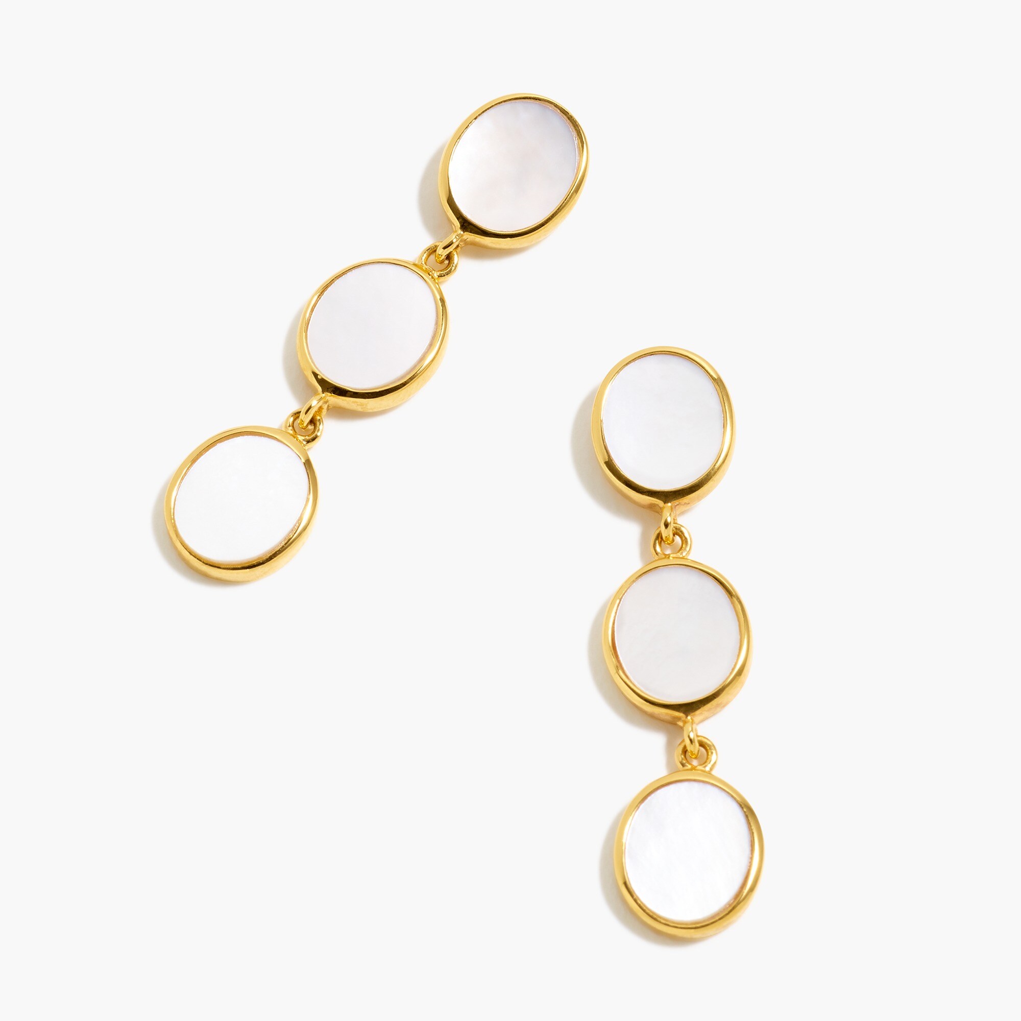 J.Crew Demifine 14k Goldplated Threestone Pearl Drop Earrings