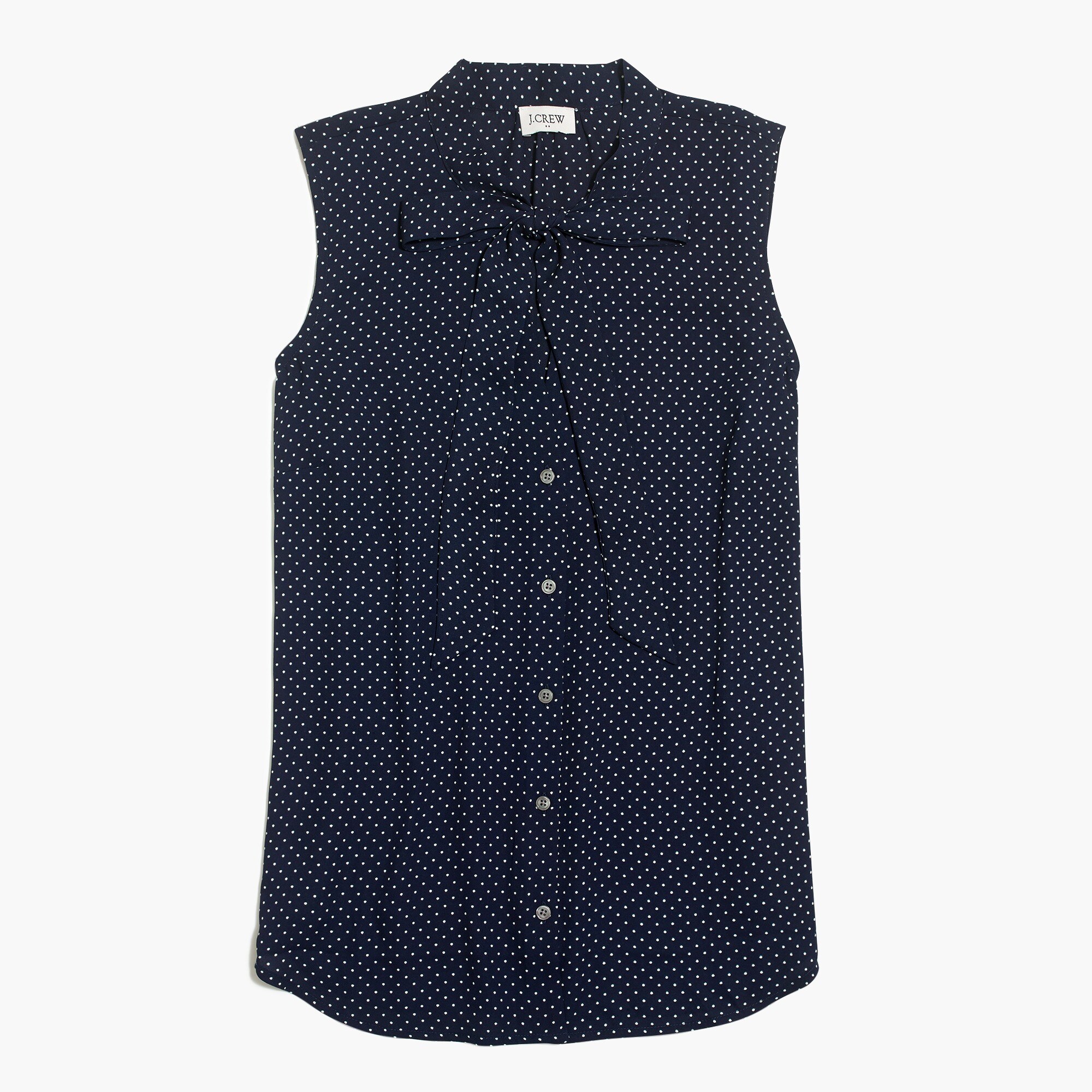 Printed sleeveless drapey tie-neck top