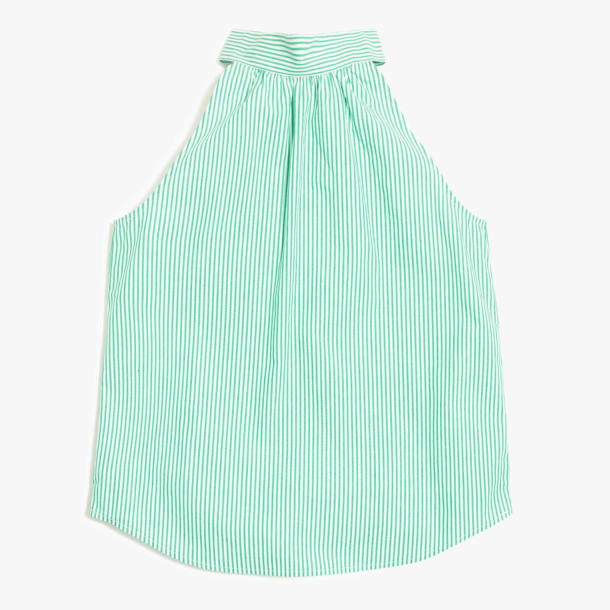 Printed tie-neck top in cotton poplin