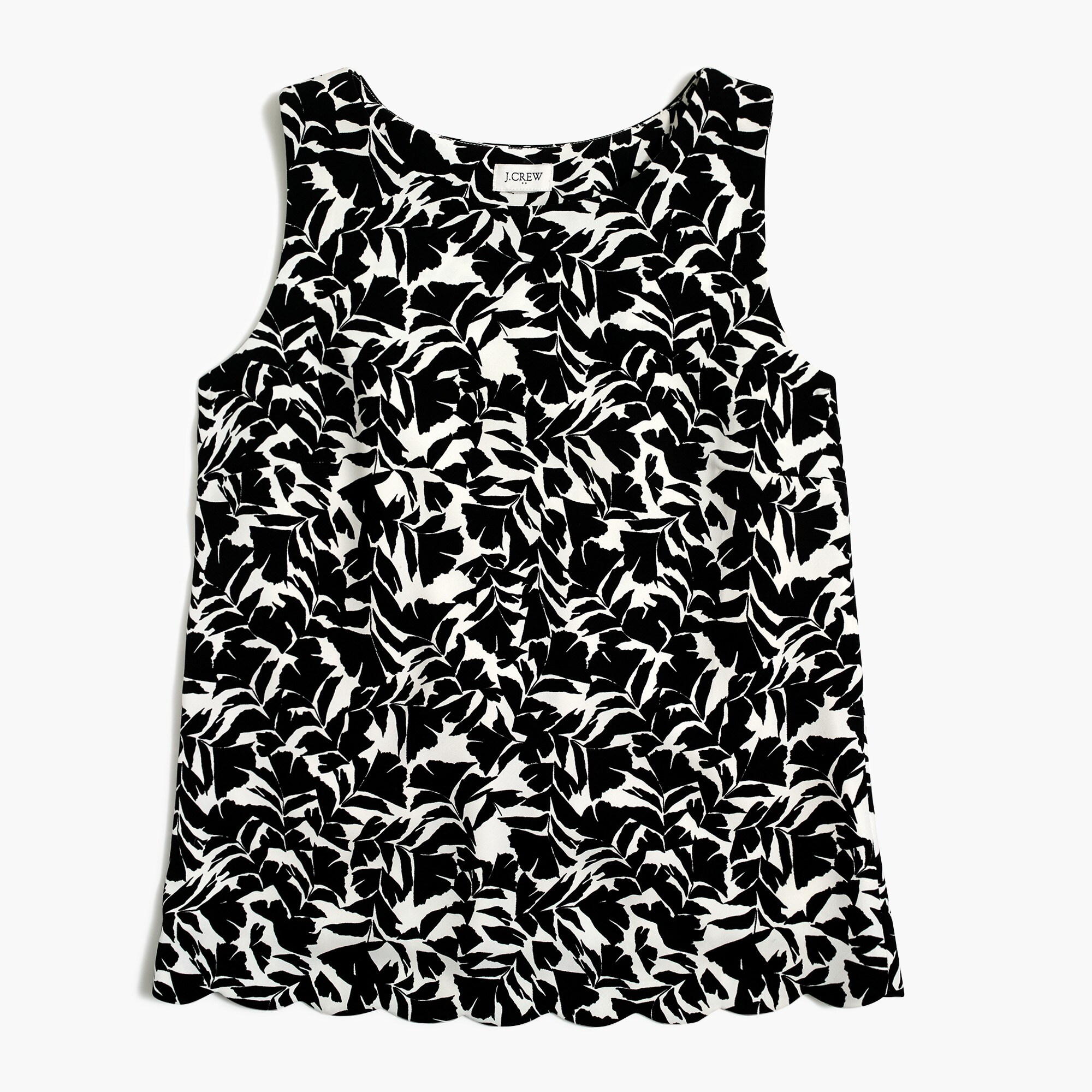 Printed scalloped-hem top with overlapped back