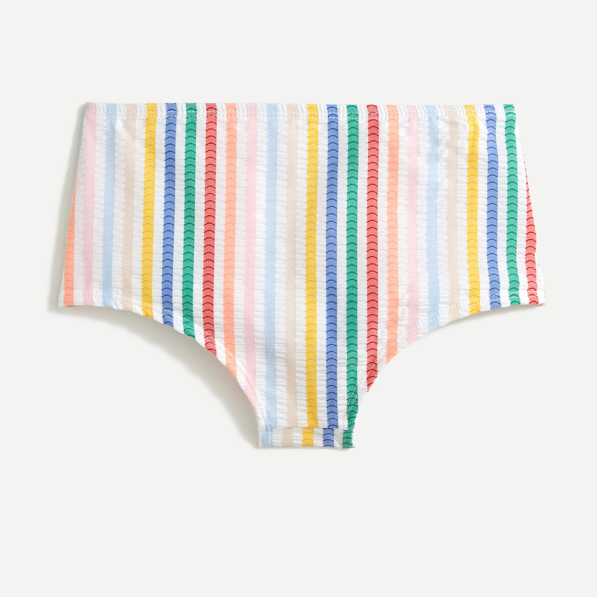 Boy short bikini bottom in suckered rainbow stripe