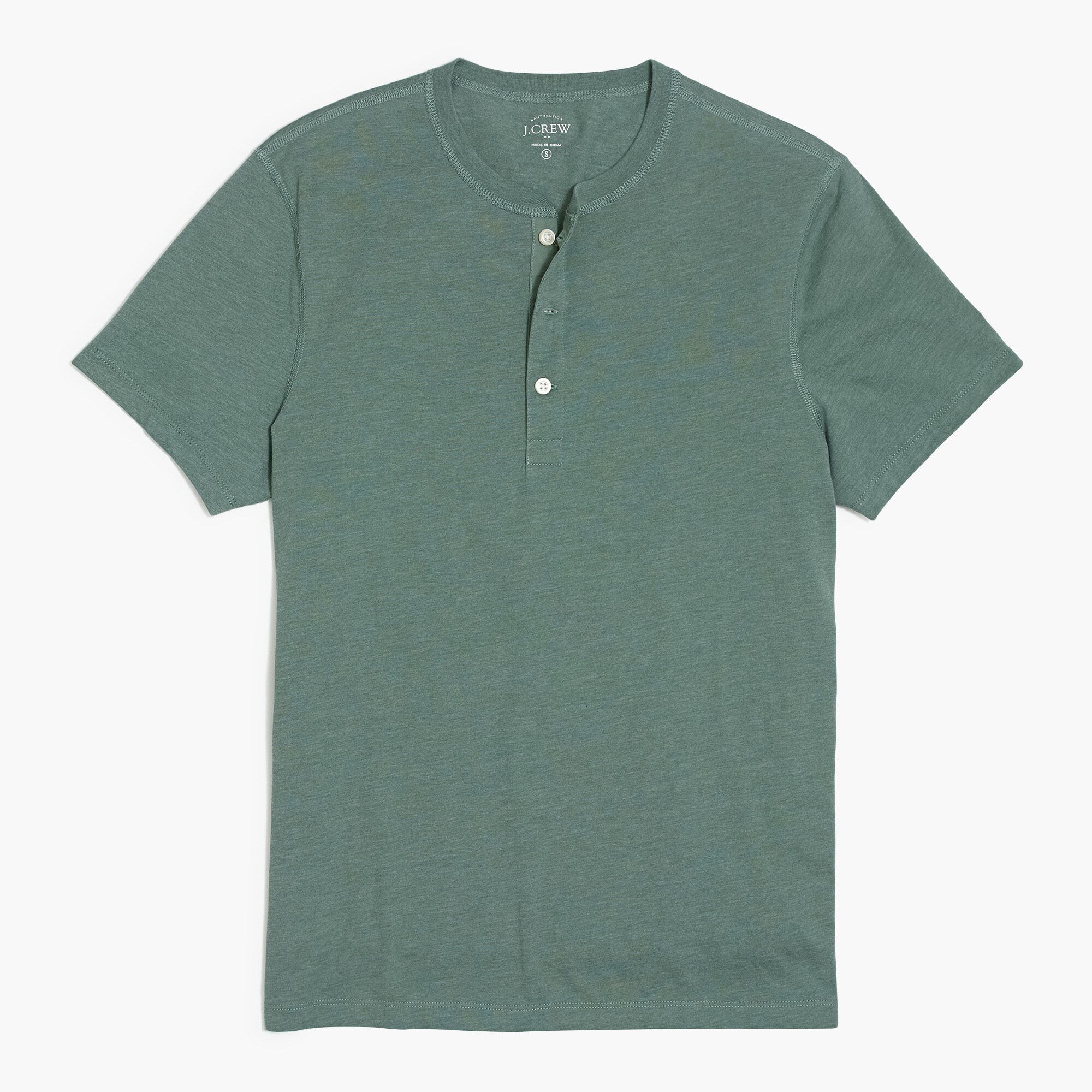 Short-sleeve heathered henley