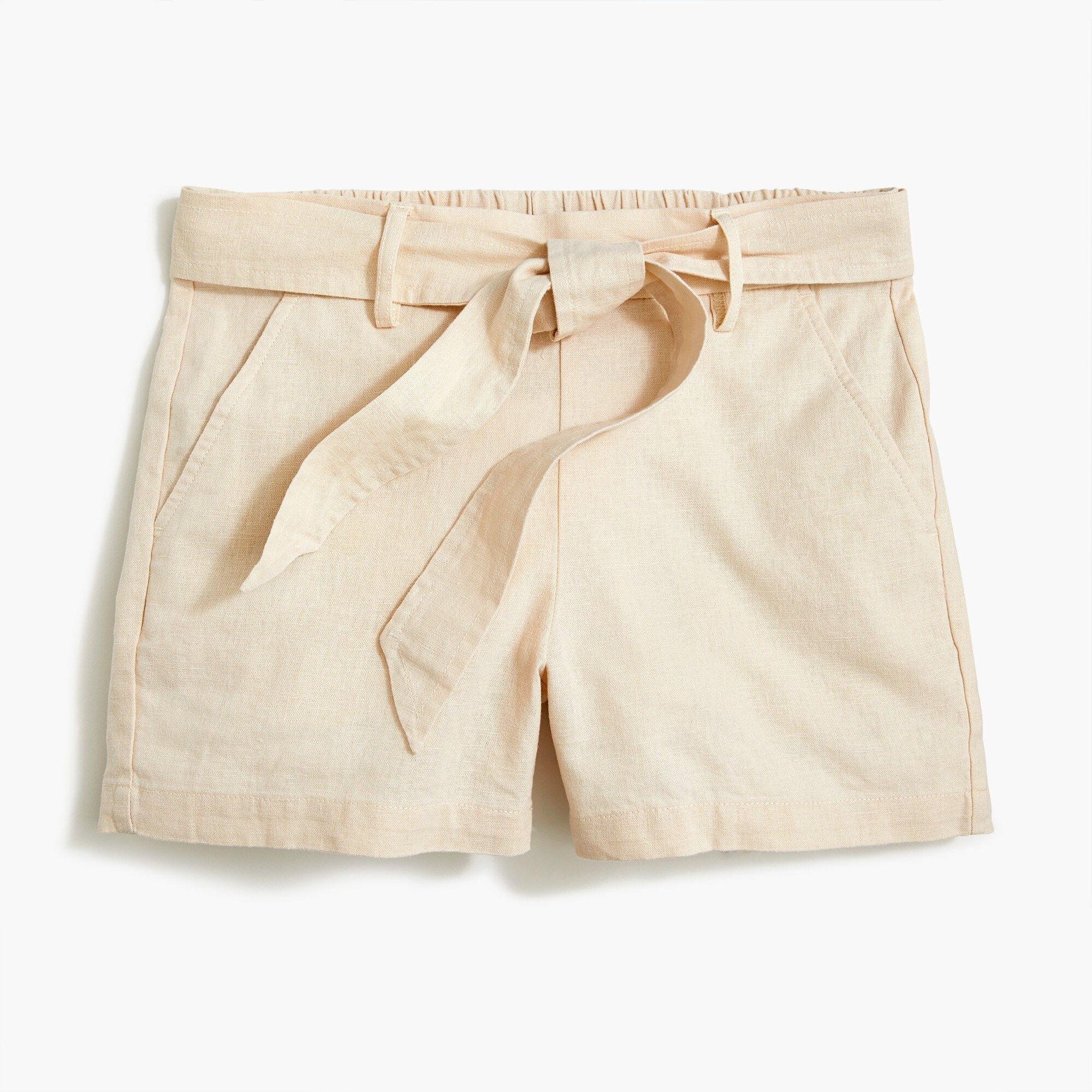 tie-waist short in linen-cotton for women