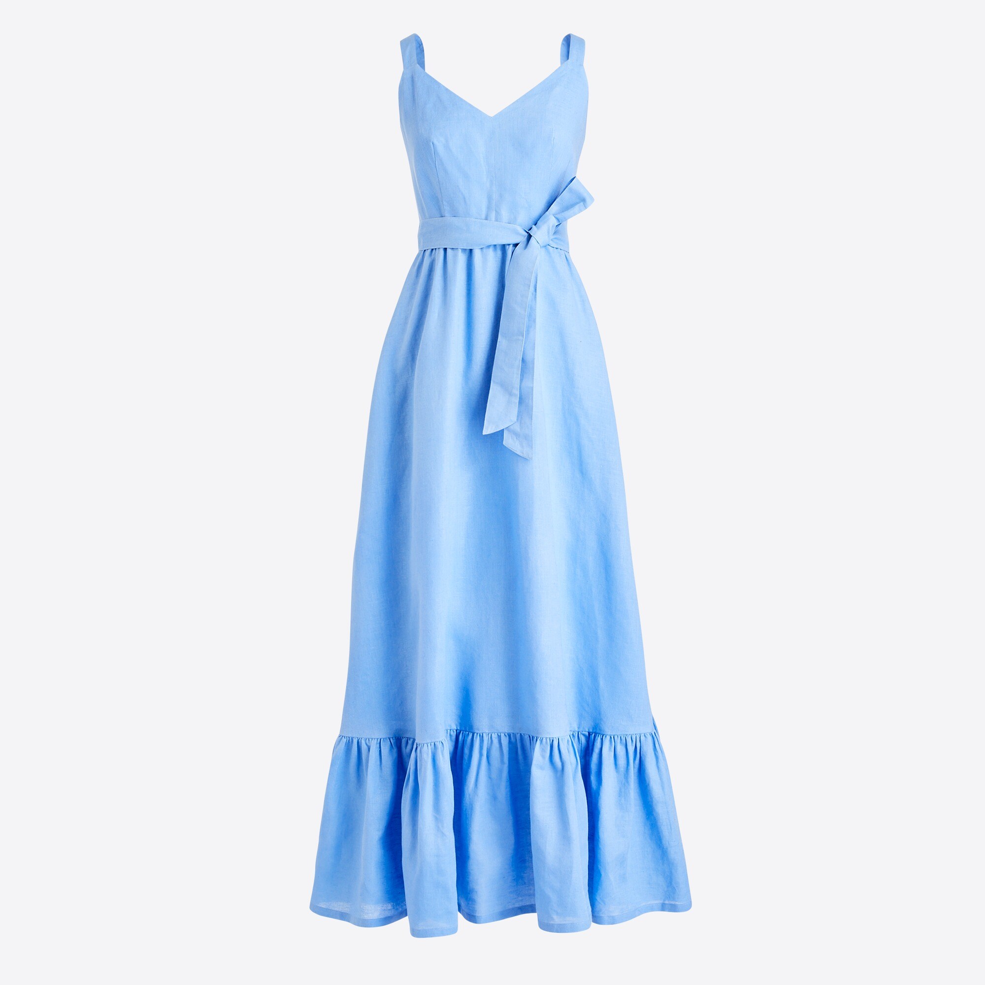 Tiered maxi dress in linen-cotton