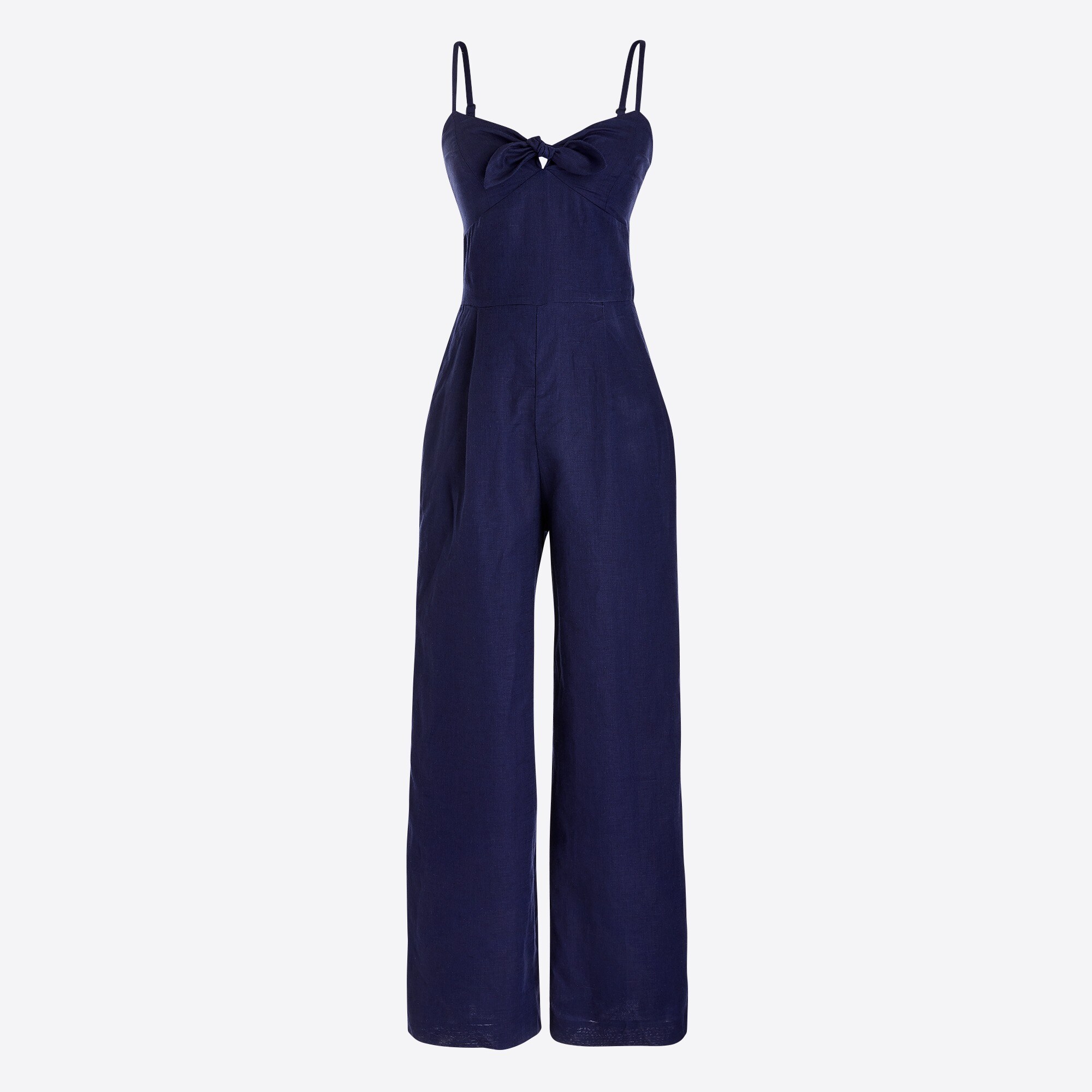 tie-front jumpsuit in linen-cotton for women