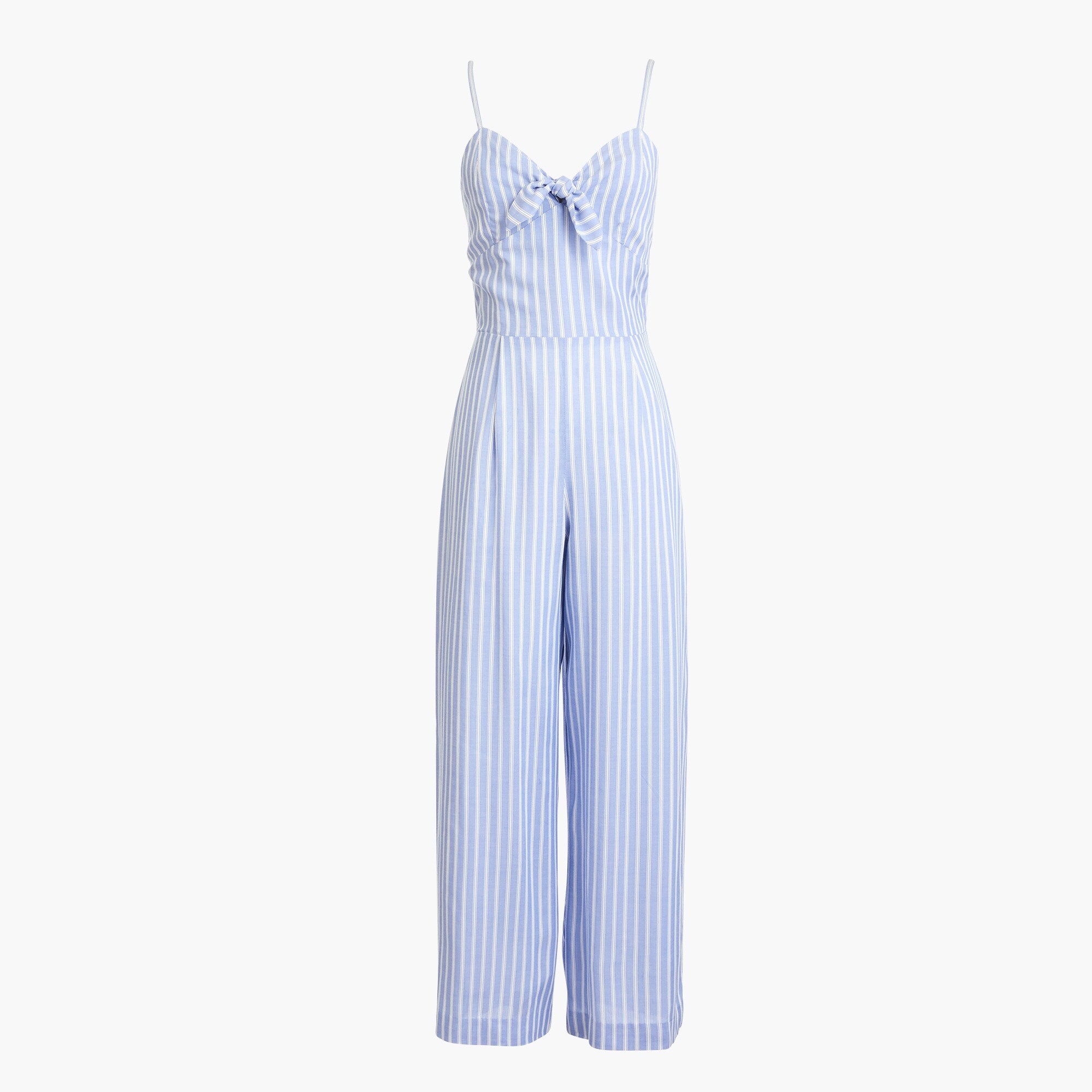 Tie-front jumpsuit in stripe