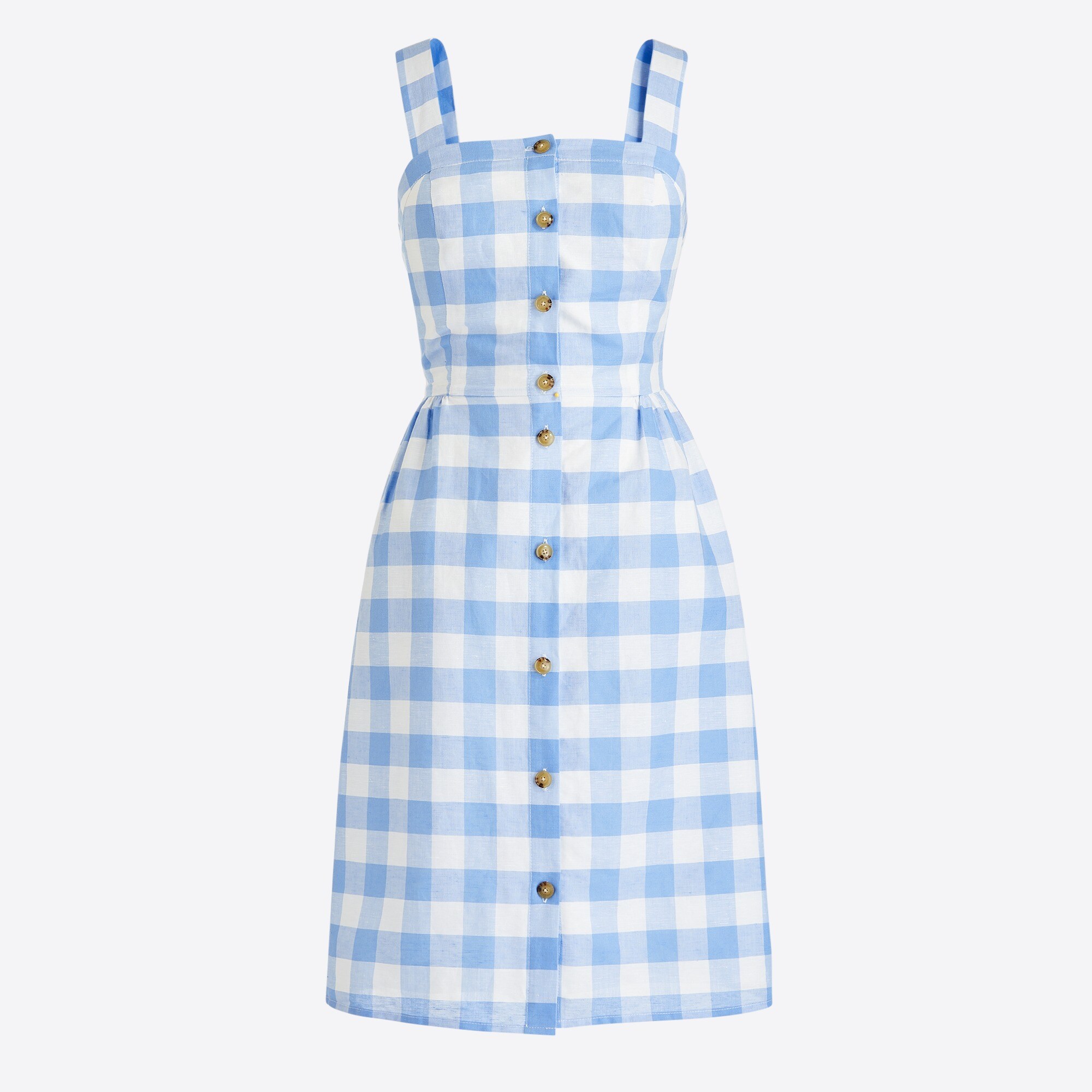 button-front dress in linen-cotton for women