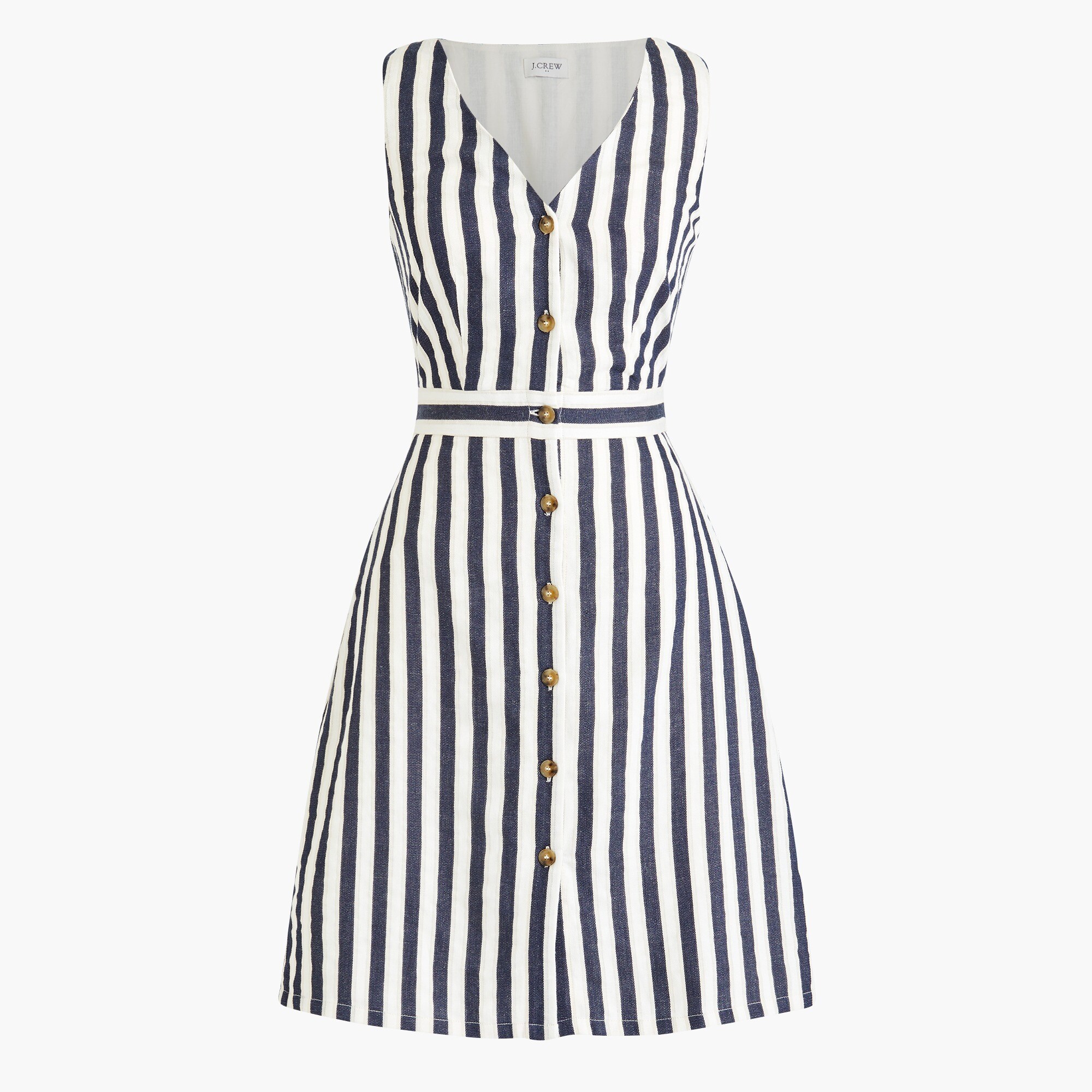 V-neck button-front dress in stripe