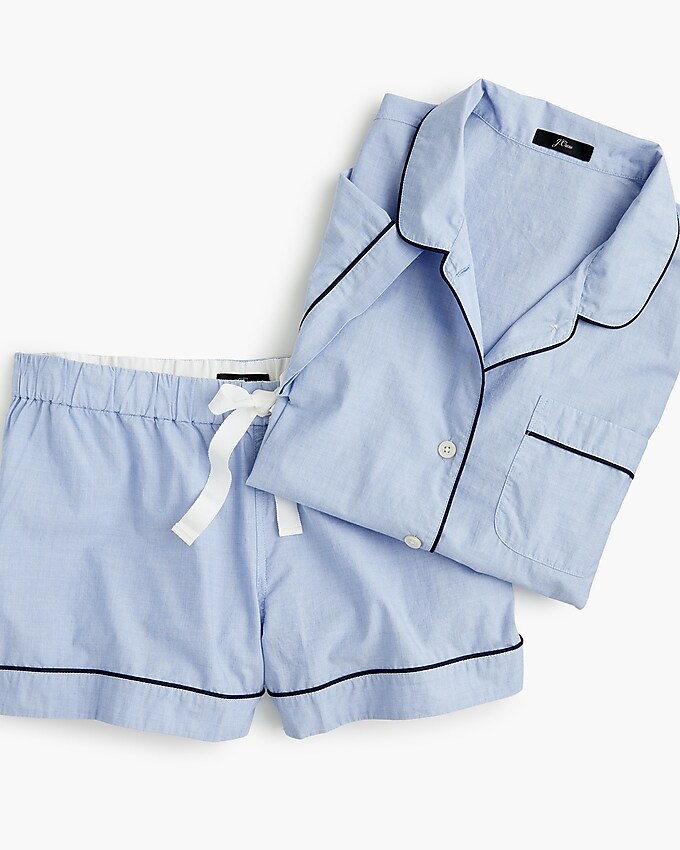 j.crew: short-sleeve pajama set in end-on-end cotton for women, right side, view zoomed
