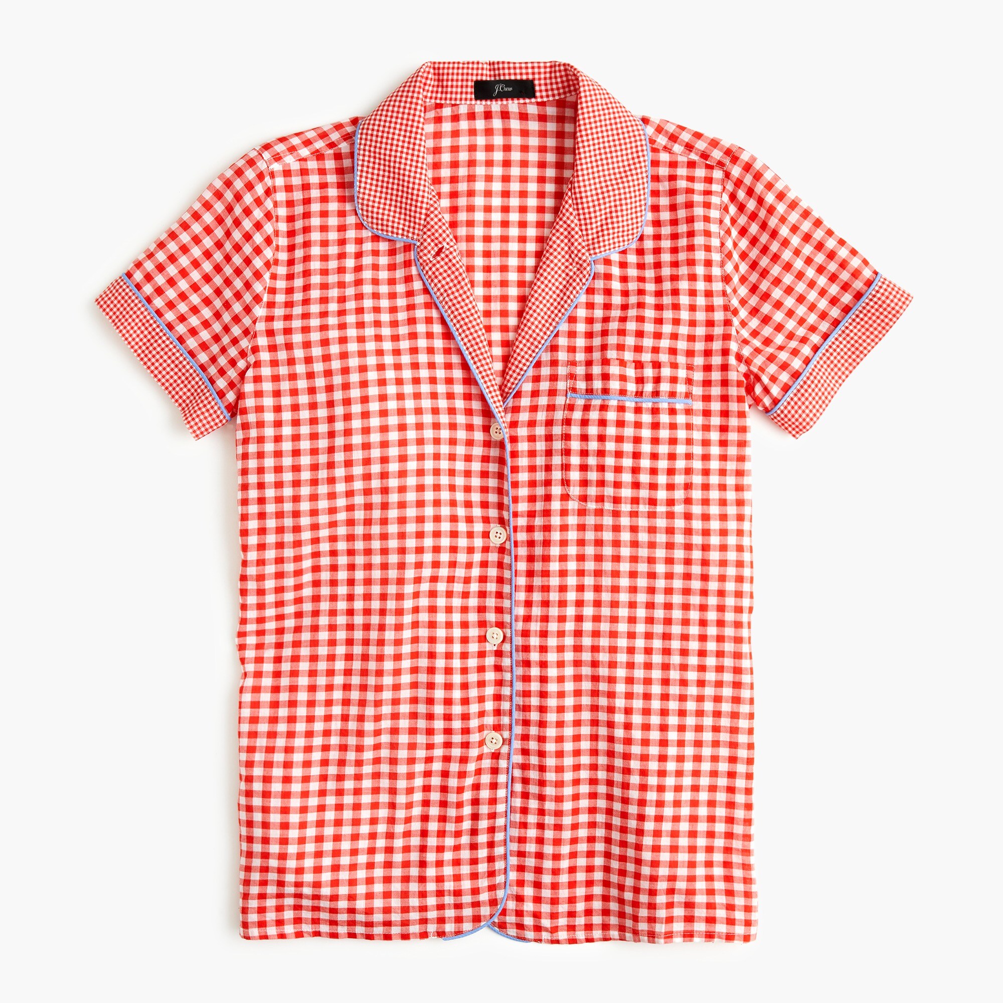 J.Crew Short sleeve Cotton Pajama Shirt In Mixed Gingham For Women