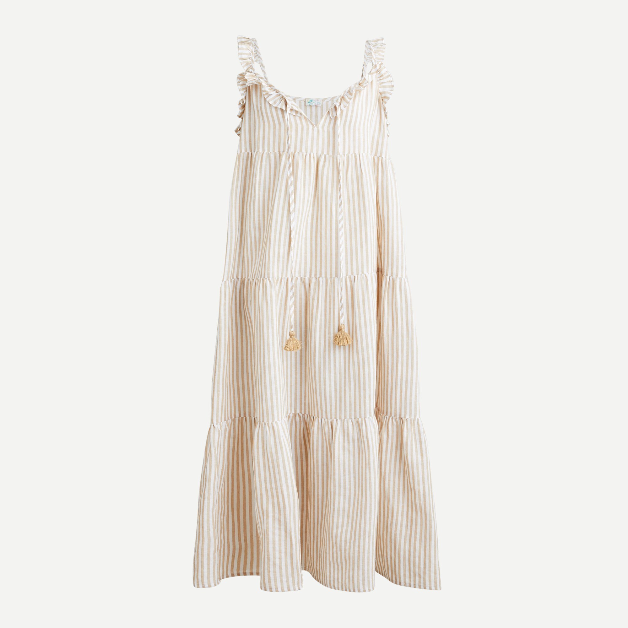 Cotton-linen tiered maxi dress