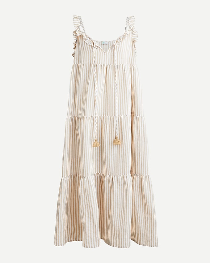 j.crew: cotton-linen tiered maxi dress for women, right side, view zoomed