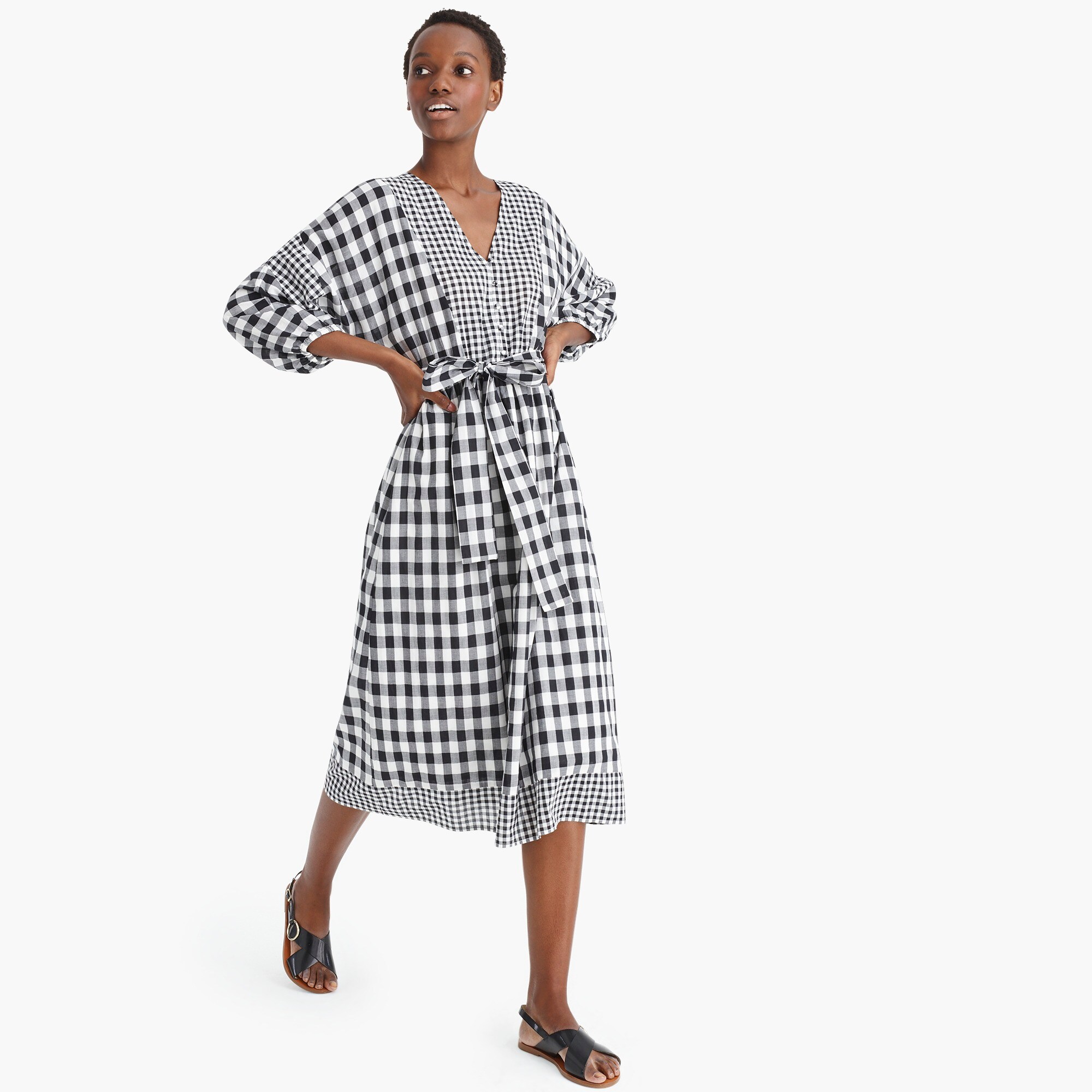 tie-waist button-front dress in organic cotton : women swimwear, right side, view zoomed