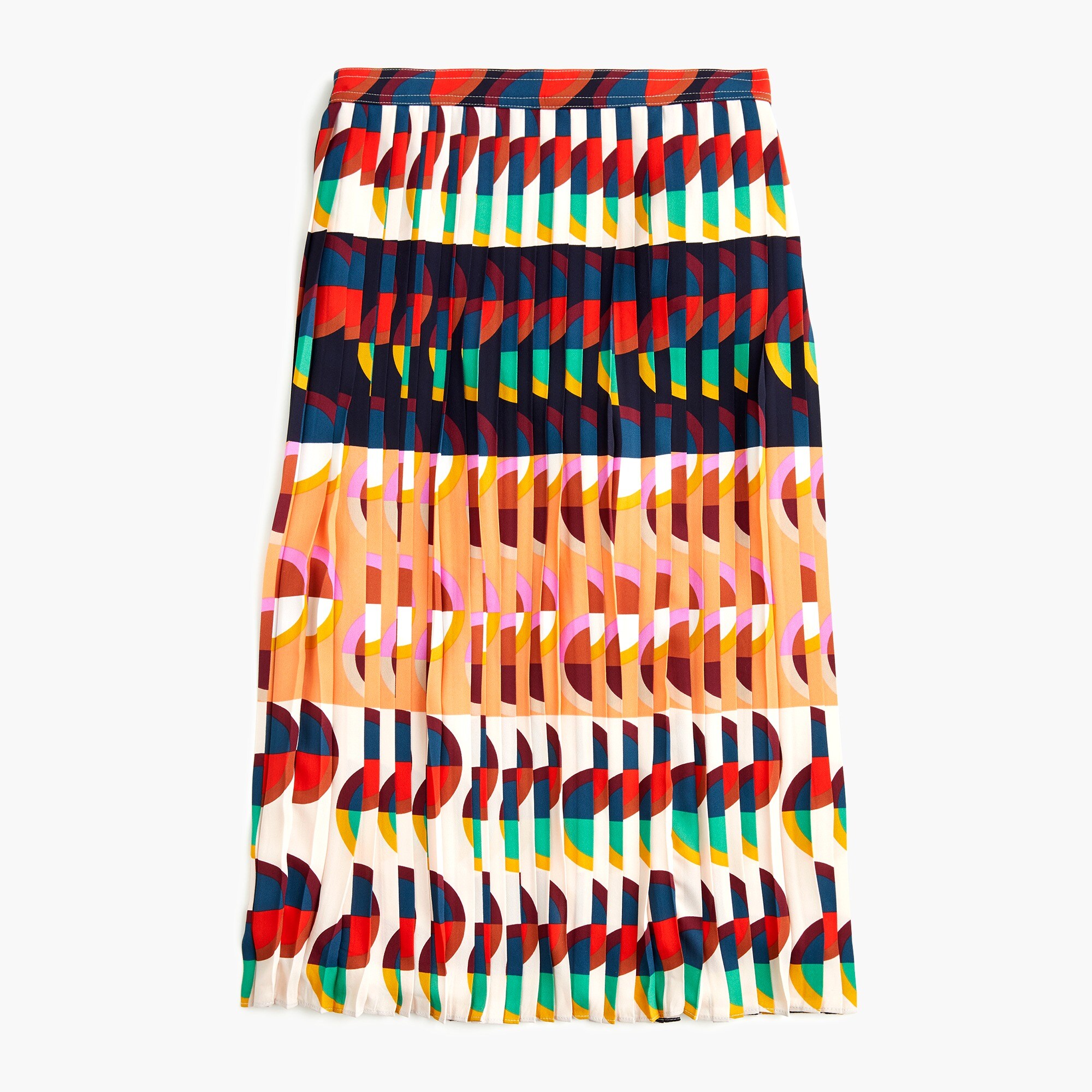 J.Crew Pleated Midi Skirt In Art Deco Print For Women