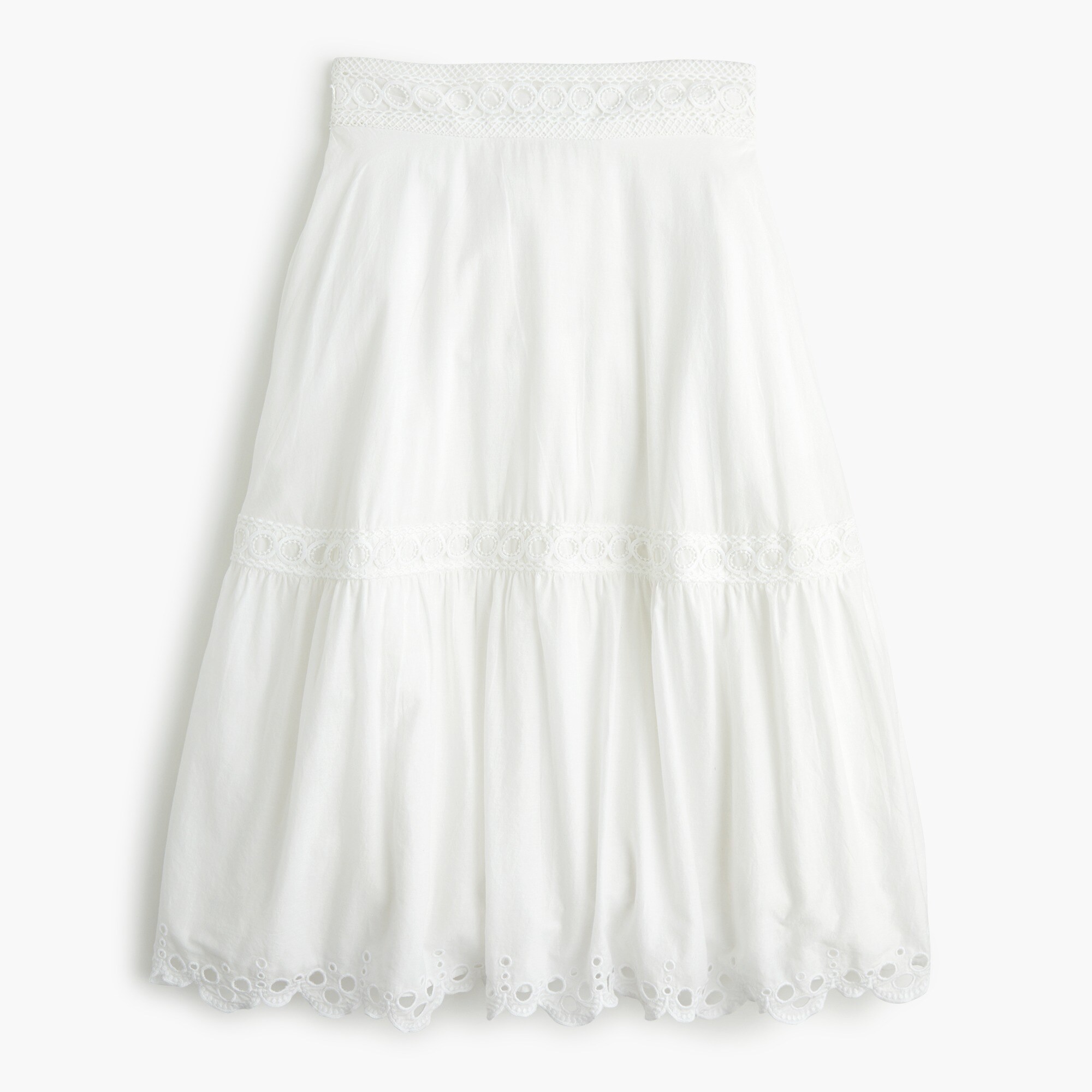 J.Crew Midi Skirt With Eyelet Trim In Organic Cotton For Women