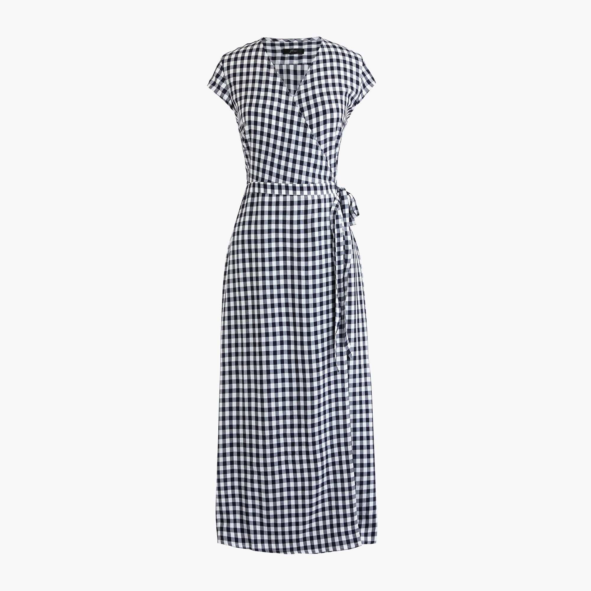Midi wrap dress in soft rayon gingham