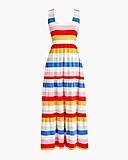 Tiered knit maxi dress in rainbow wide stripe