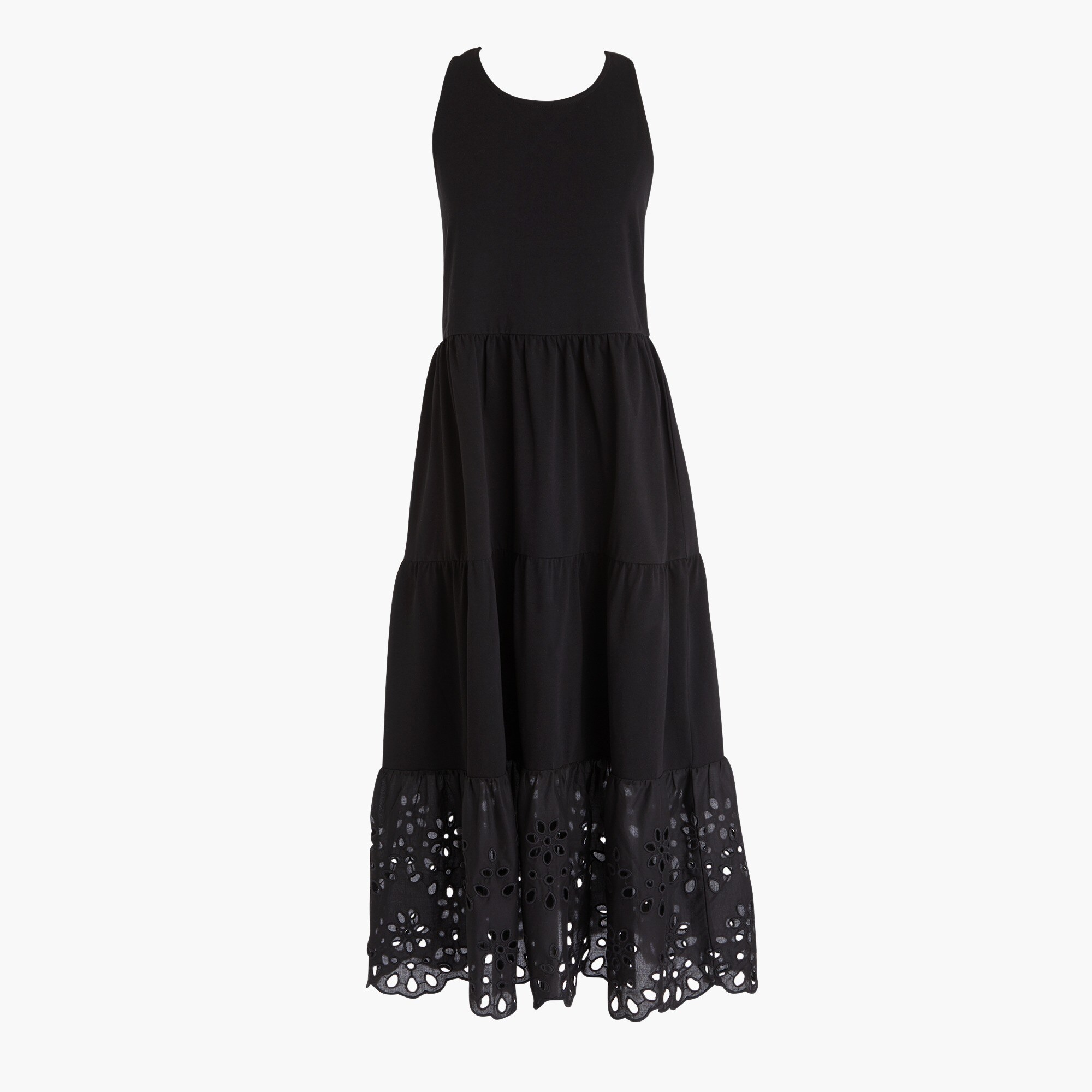 black stretch woven contrast tiered shift dress Sheer-Corset Short Party Dress with Beaded Fringe Black / 2