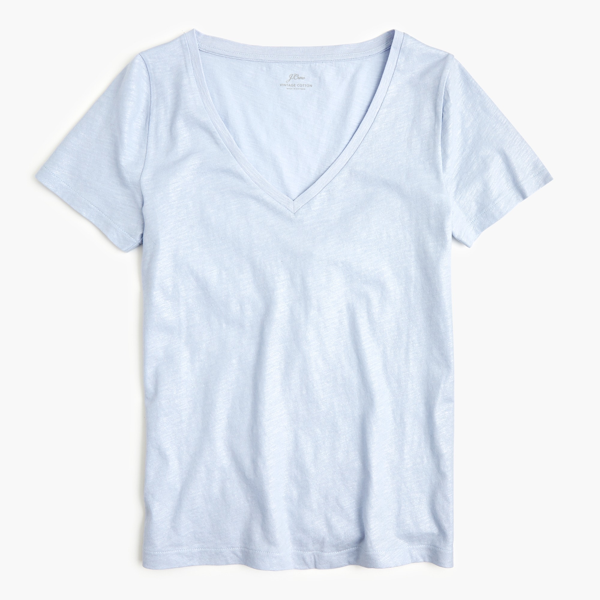 J Crew Vintage Cotton V Neck T Shirt In Metallic