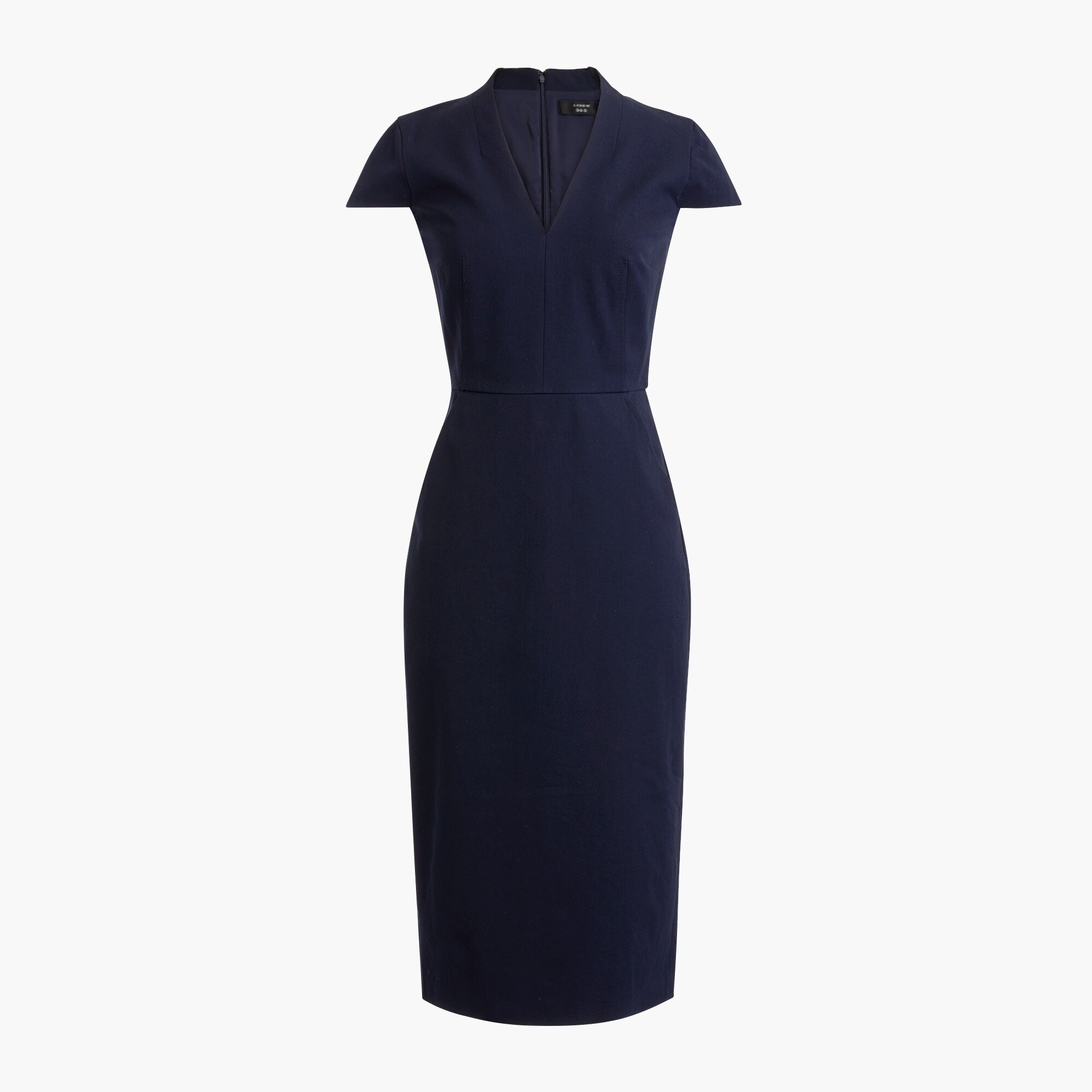 V-neck sheath dress in bi-stretch cotton