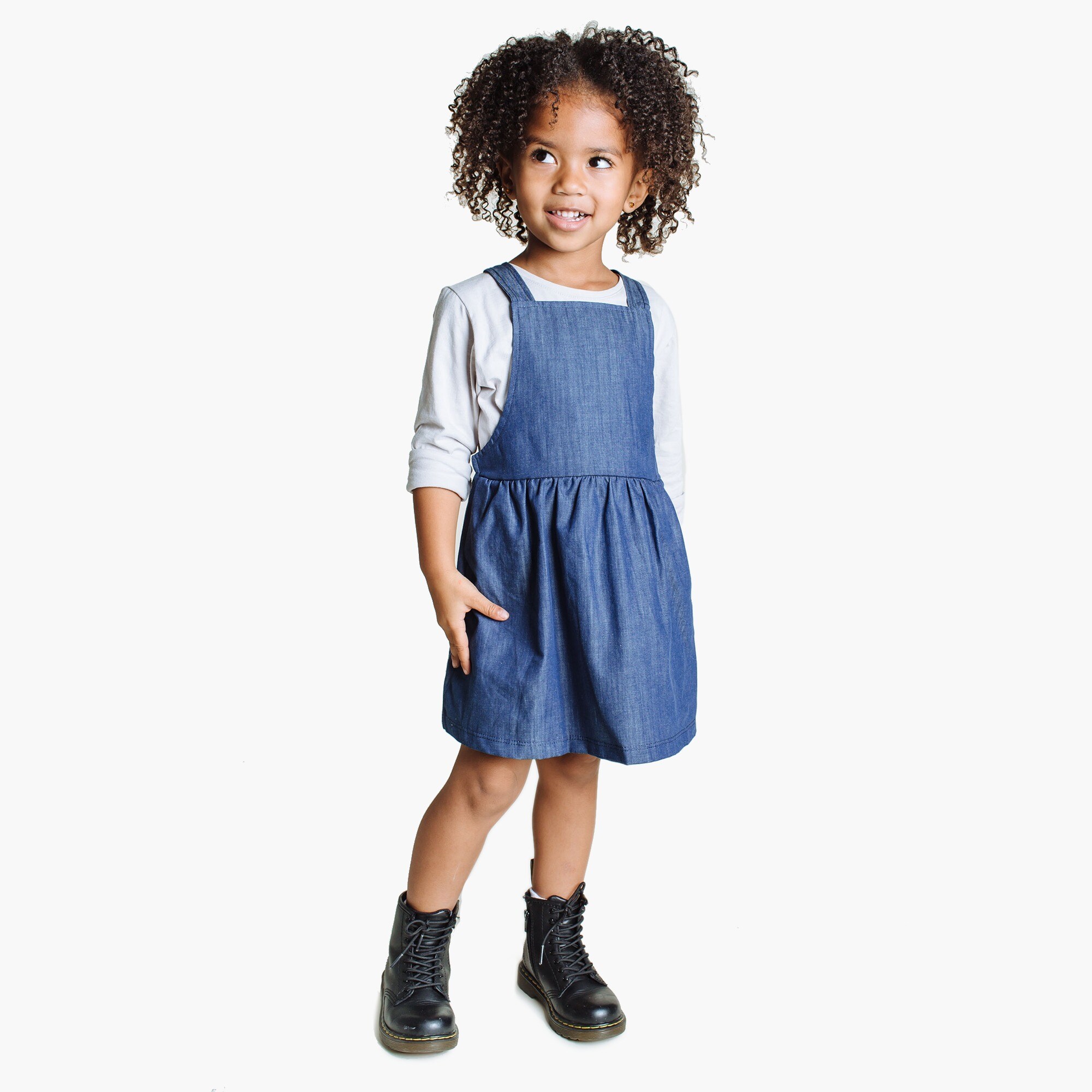 chambray pinafore dress