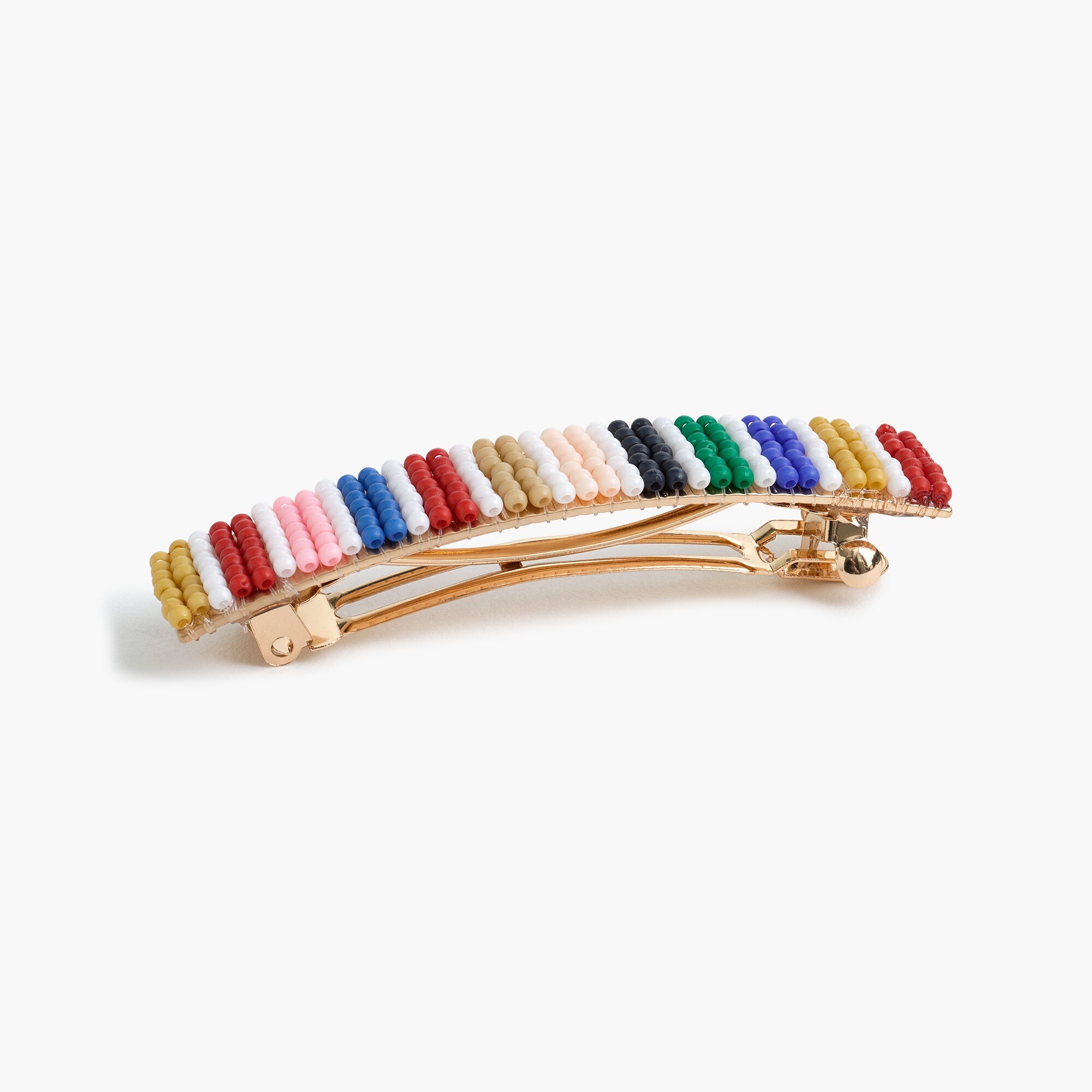 Beaded barrette in rainbow mini stripe