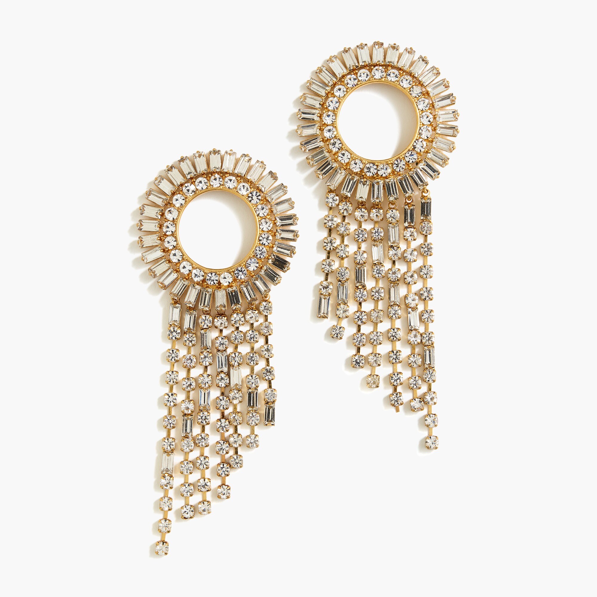 Baguette crystal sunburst earrings